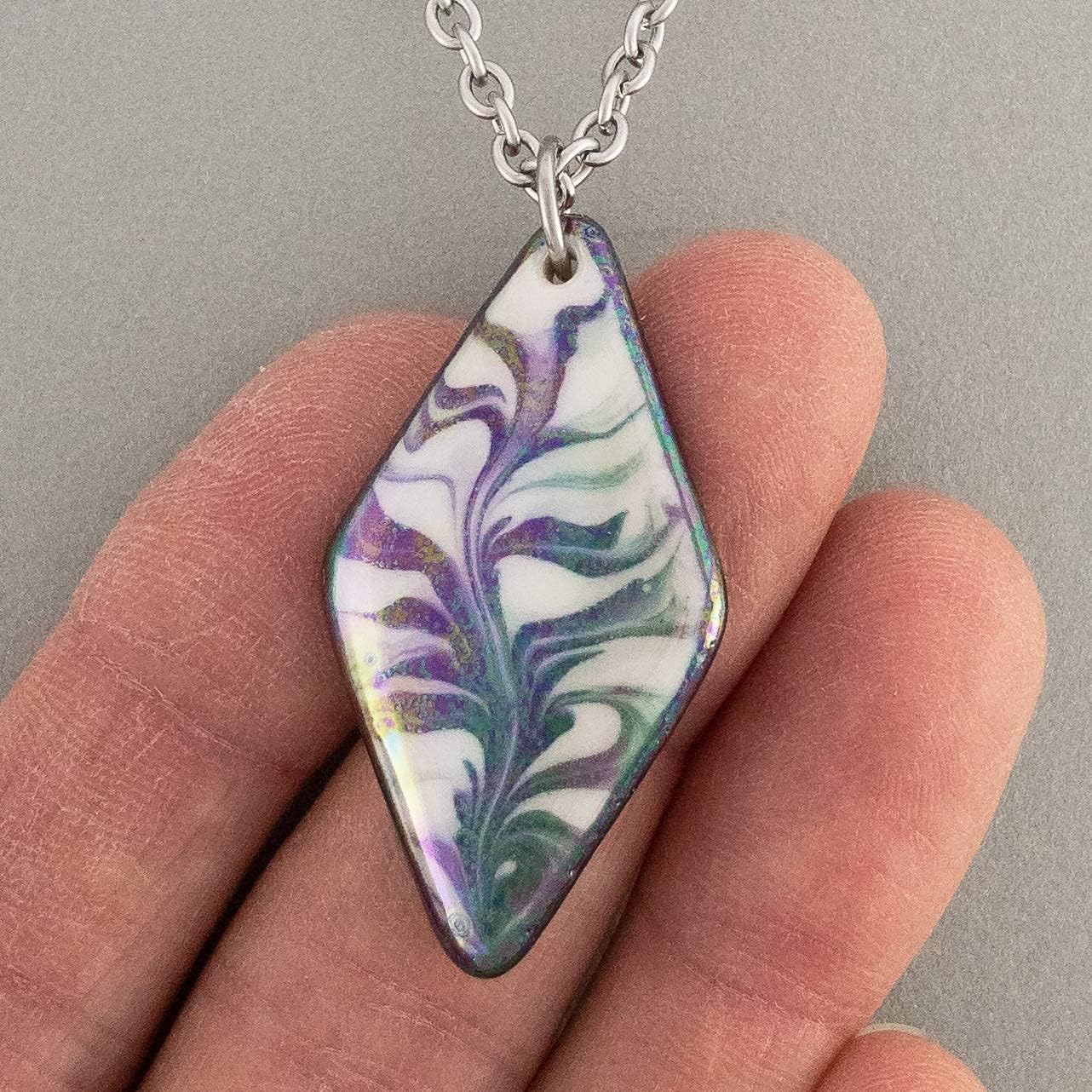 Black & White Pendant Necklace, Lightweight Porcelain-Gift for Wife or Husband- Unisex - Image 3