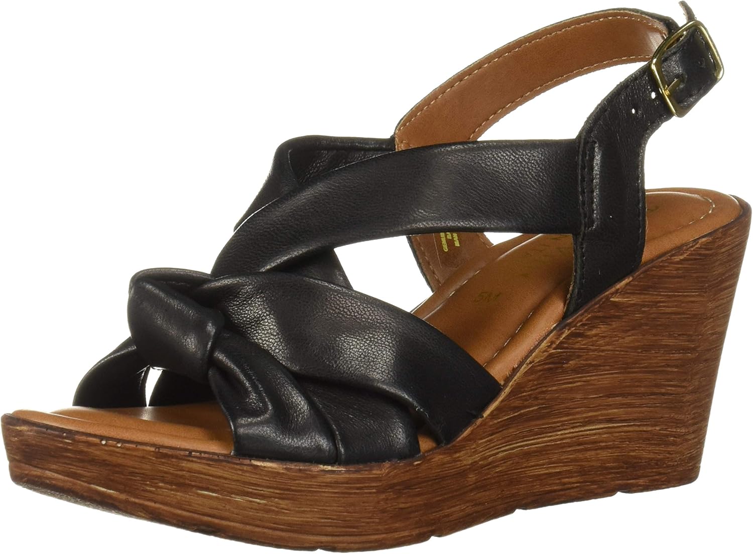 Bella Vita Wes-Italy Slingback Sandal Wedge, Black Italian Leather, 6.5 W US