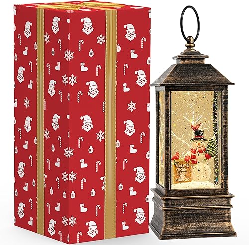 Miniatura 7 de Globo de nieve de Navidad con agua brillante de muñeco de nieve con música y temporizador, linterna iluminada con pilas para regalos de decoración