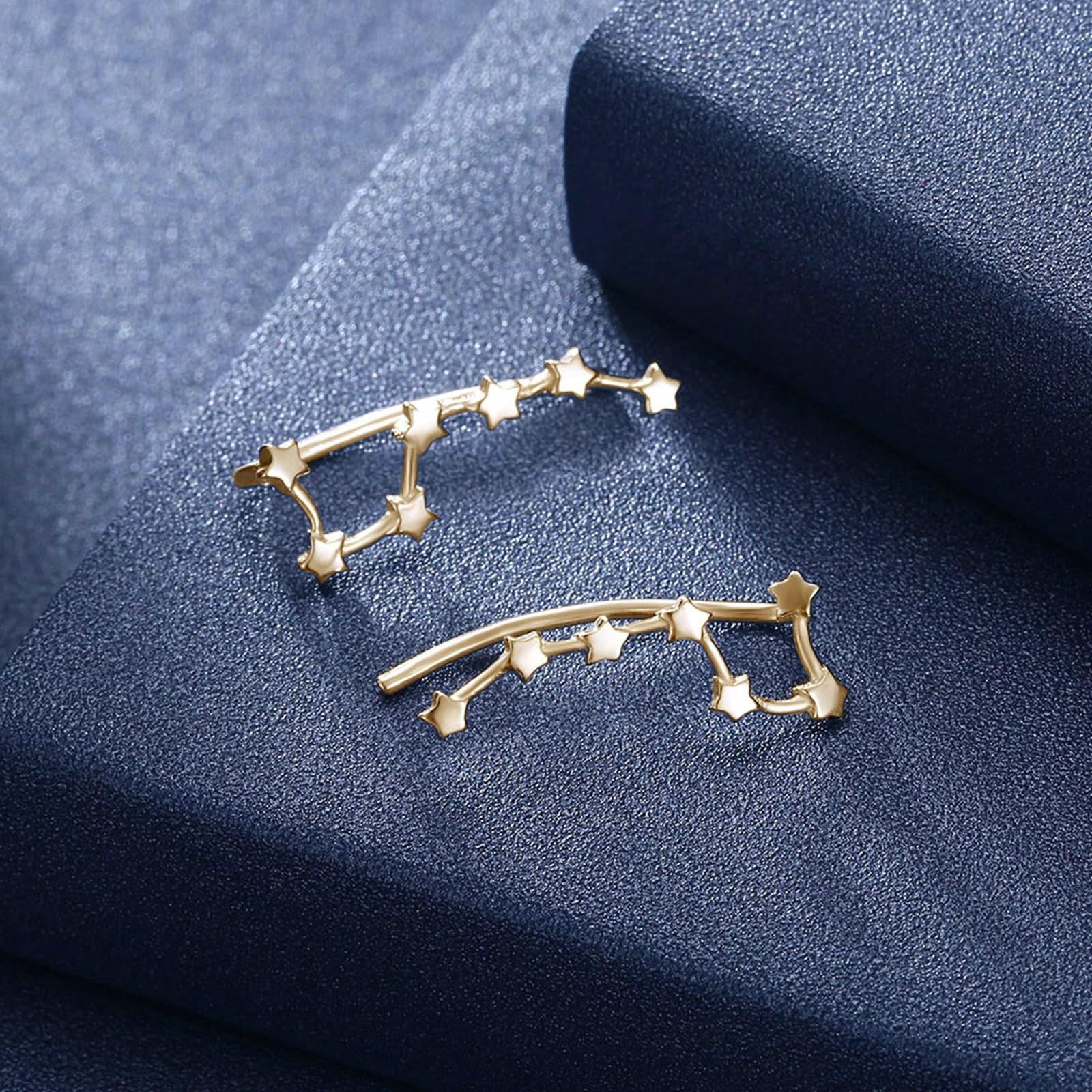 Beydodo Ohrclips Damen ohne Ohrlöcher, Ohrringe 750 Gold Sterne Ear Cuff Ohrklemme Nickelfrei für Frauen