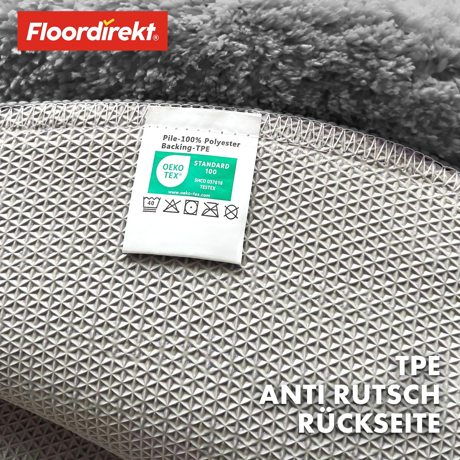 Floordirekt Badematte Sky, Badteppich in Rund, Dichtes, Flauschiges Wohlgefühl für Ihr Zuhause, Badvorleger rutschfest waschbar, schadstoffgeprüft (Silbergrau, 120 cm (Rund))