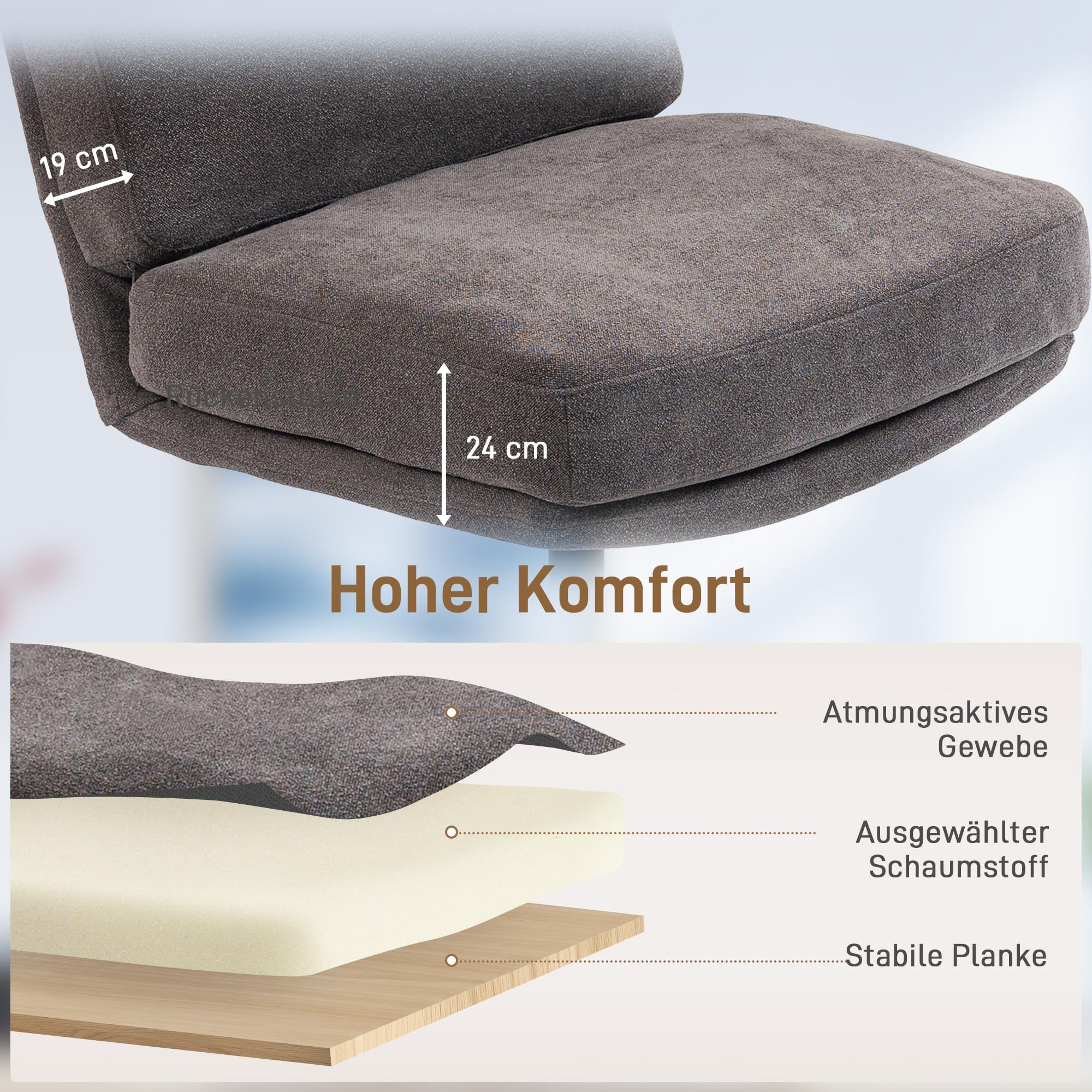 HOMCOM Sessel mit Hocker Drehbar Loungesessel mit Leinenoptik Dunkelgrau | Dicker Breiter Sitz, Moderner Relaxsessel, Schneidersitz Polstersessel, Für Wohnzimmer, Schlafzimmer