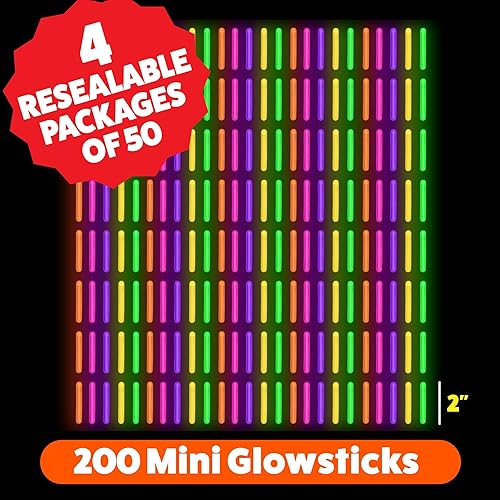 Miniatura 4 de PartySticks Paquete de 200 mini palitos brillantes que brillan en la oscuridad, pequeños, para huevos de Pascua, 5 colores, palos de luz de neón,