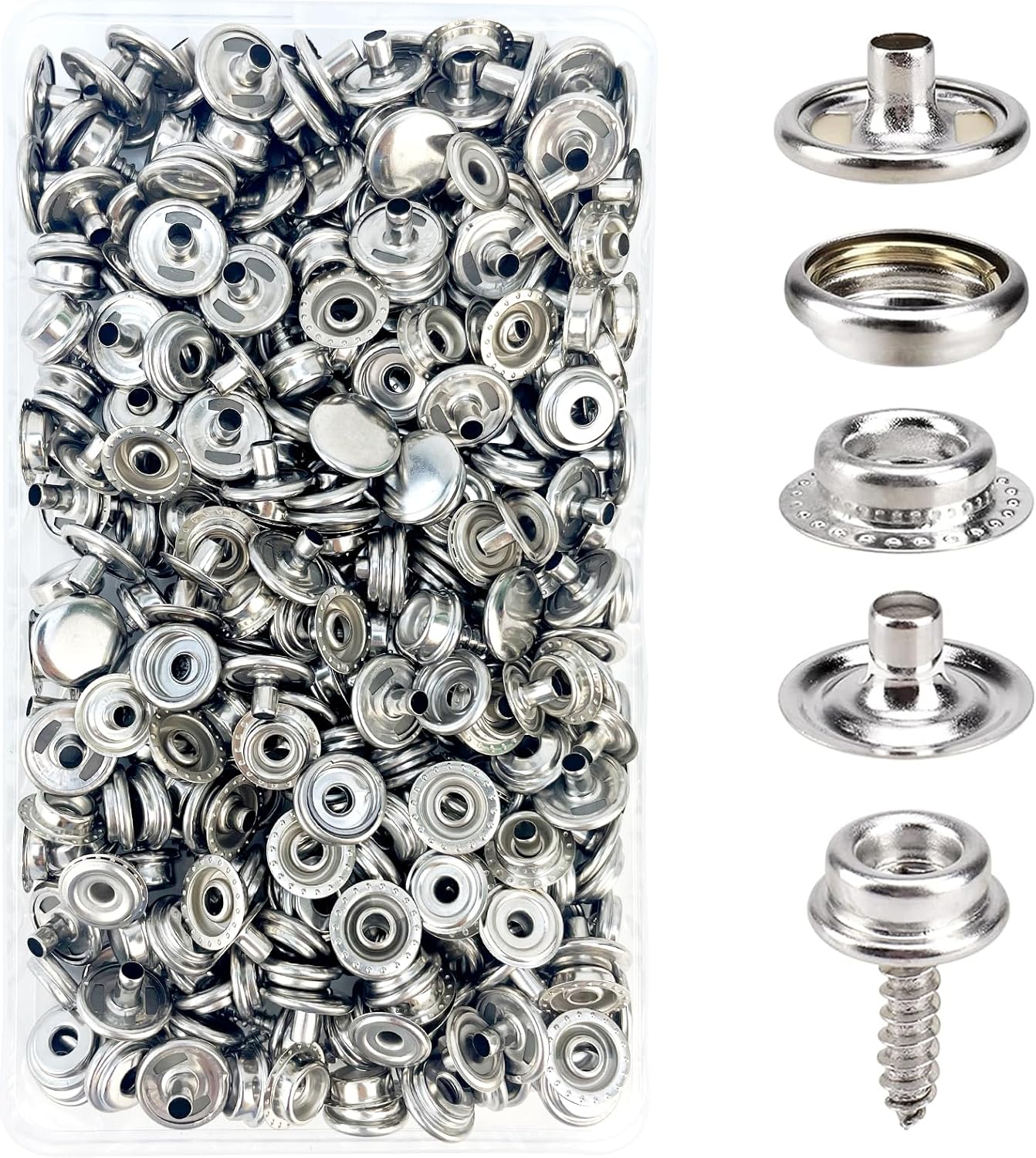 Boat Cover Snaps,350 Pcs Canvas Snap Kit,Canvas Snaps and Fasteners Marine Stainless