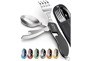 Orblue 2-Pack Portable Fork and Spoon Camping Utensils