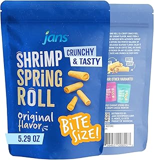 Jans Crispy Asian Snacks Bites, 5.29 oz Resealable Snack Bag (1-Pack, Shrimp Spring Roll)