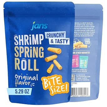 Jans Crispy Asian Snacks Bites, 5.29 oz Resealable Snack Bag 1-Pack, Shrimp Spring Roll