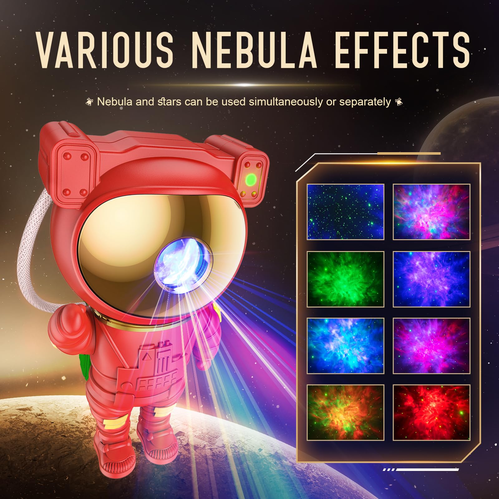 Star Projector Galaxy Night Light - Astronaut Space Projector, Starry Nebula Ceiling LED Lamp with Timer and Remote, Kids Room Decor Aesthetic, for Christmas & Birthdays: Cherry