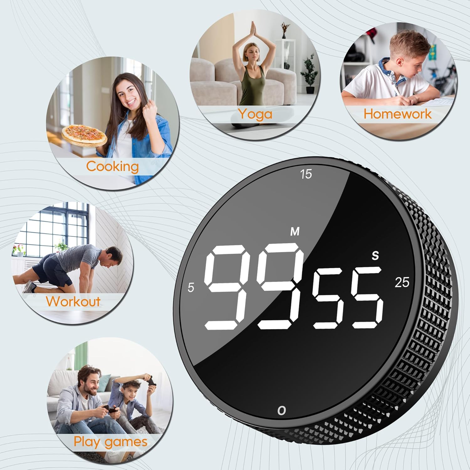 Another great deal on amazon: Upgrade Digital Kitchen Timer - Magnetic Countdown Countup Visual Pomodoro Timer with Large LED Display, 3-Preset Times (5, 15, 25), 3 Volume Levels, Ideal for Cooking, Baking and Fitness 8