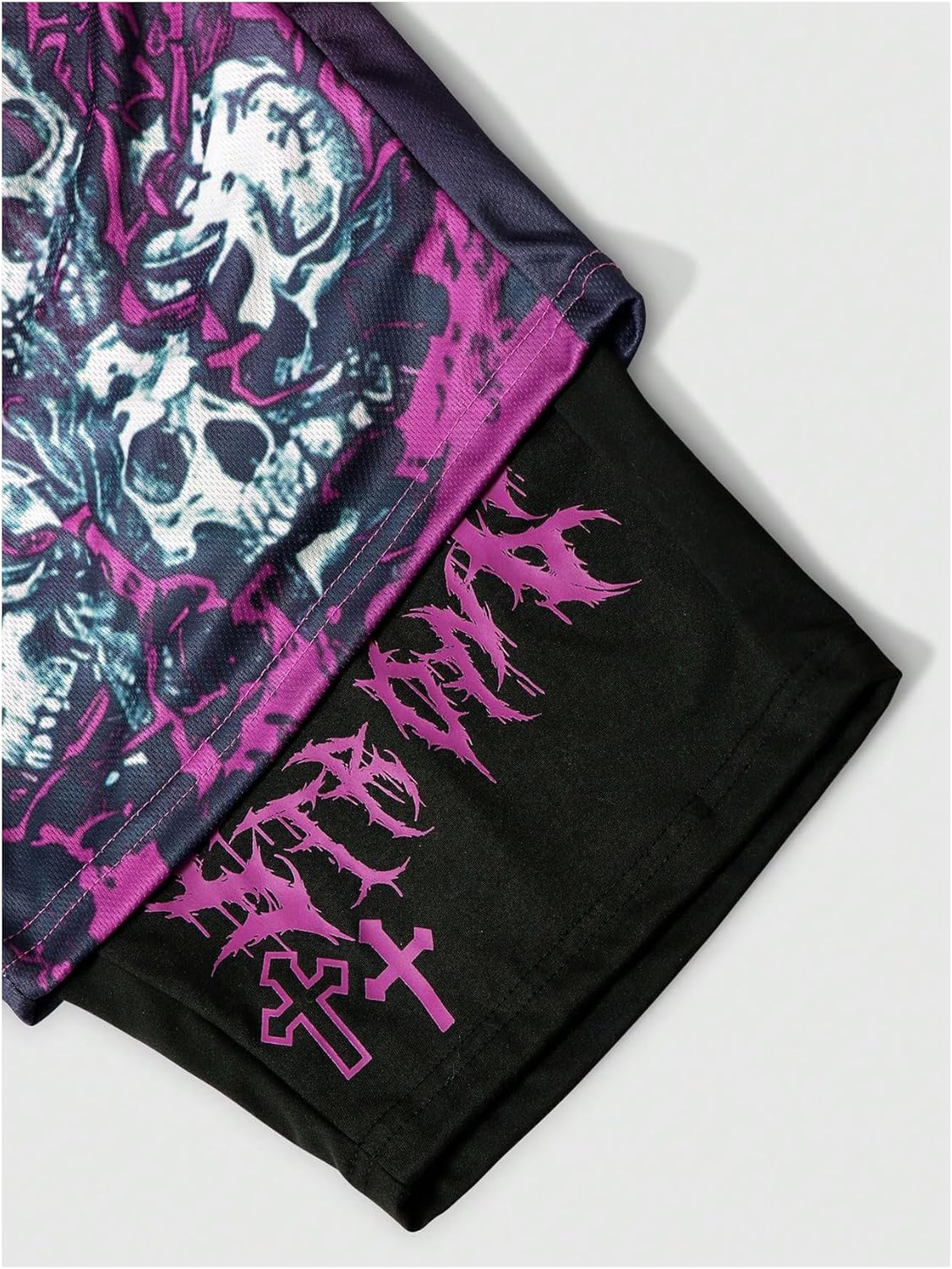 WDIRARA Men's 2 In1 Goth Graphic Print Drawstring Elastic Waist Shorts Athletic Shorts - Image 4