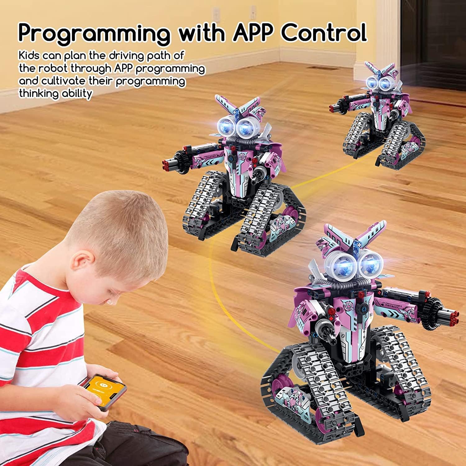 VINTOP Remote Control Robot Building Kits, Remote & APP Controlled 3-in-1 RC Robot/Tracked Car/Tank for Boys Girls Ages 6 7 8 9 10+ Year Old,408 PCS Educational STEM Building Block Toys Gift for Kids