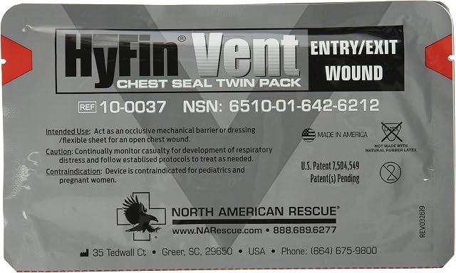 North American Rescue Hyfin Vent Chest Seal, 2 Count