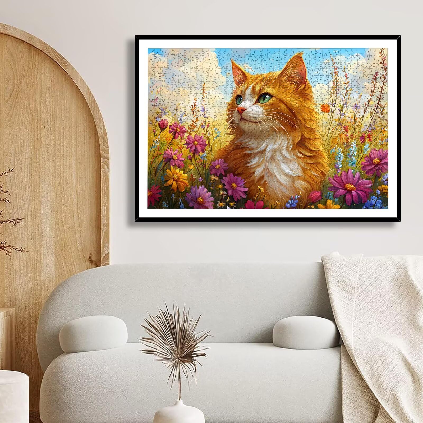 Puzzle 1000 Pezzi Fiore, Puzzle Gatto 1000 Pezzi Arte per Adulti e Bambini, Misura: 75x50 cm, Puzzles Legno per Adulti con Squisita Scatola di Imballaggio, Idea Regalo Donna, Regalo Uomo, -9017