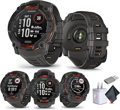Garmin Instinct 3 - Reloj inteligente táctico con pantalla de carga solar de 1.976 pulgadas, resistente con GPS para exteriores, duración ilimitada