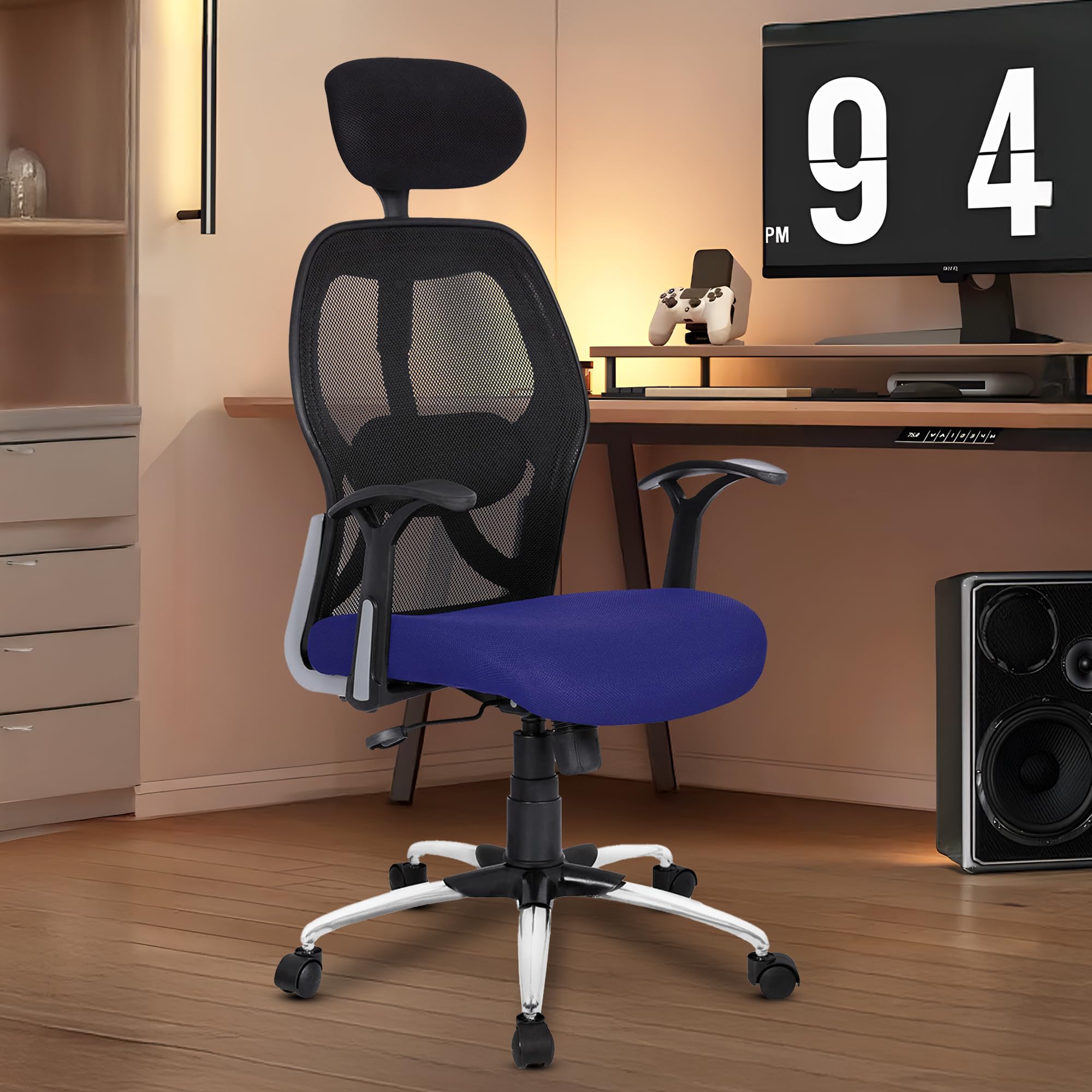 SAVYA HOME Apollo High Back Ergonomic Office Chair/Chair for Office Work at Home/Chairs for Home/Office Chairs for Work from Home/2D LumbarSupport & Headrest, Tiltlock Mechanism,Steel Base-Blue (B0DHKMH811) Amazon Price History, Amazon Price Tracker
