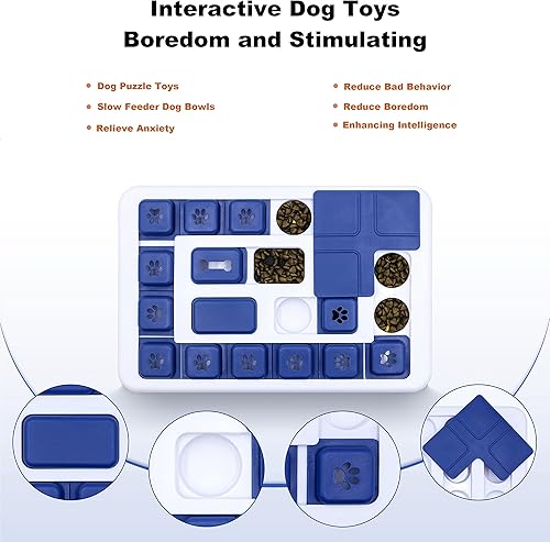 Miniatura 4 de Juguetes de rompecabezas para perros, cuencos de alimentación lenta para perros, juguetes interactivos para perros grandes o pequeños para el