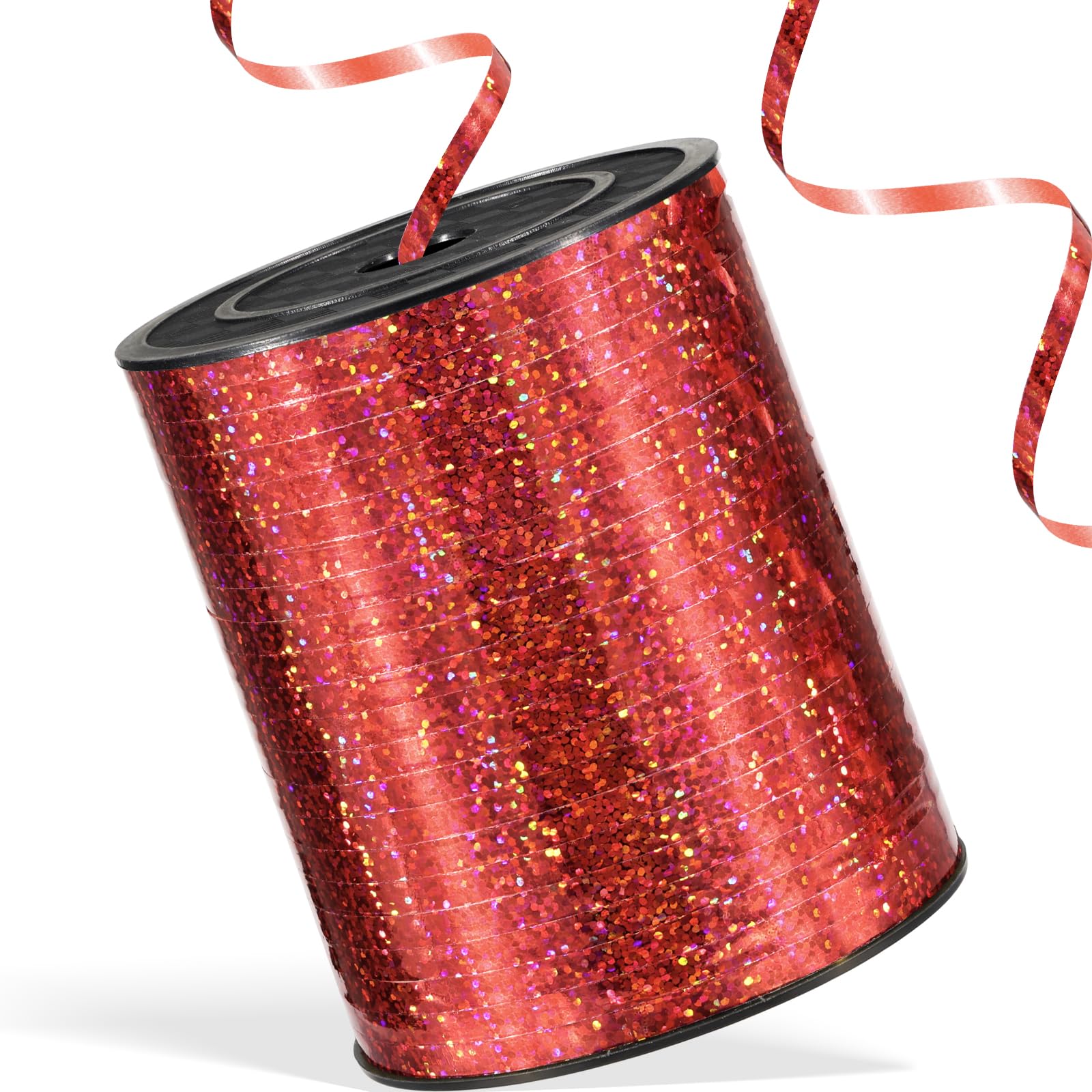Apeseek 600 Yards Shiny Red Curling Ribbon 1/5‘’ Shiny Red Balloon String with Spool, Thin Balloon Ribbon for Gift Wrapping Crafts Birthday Christmas