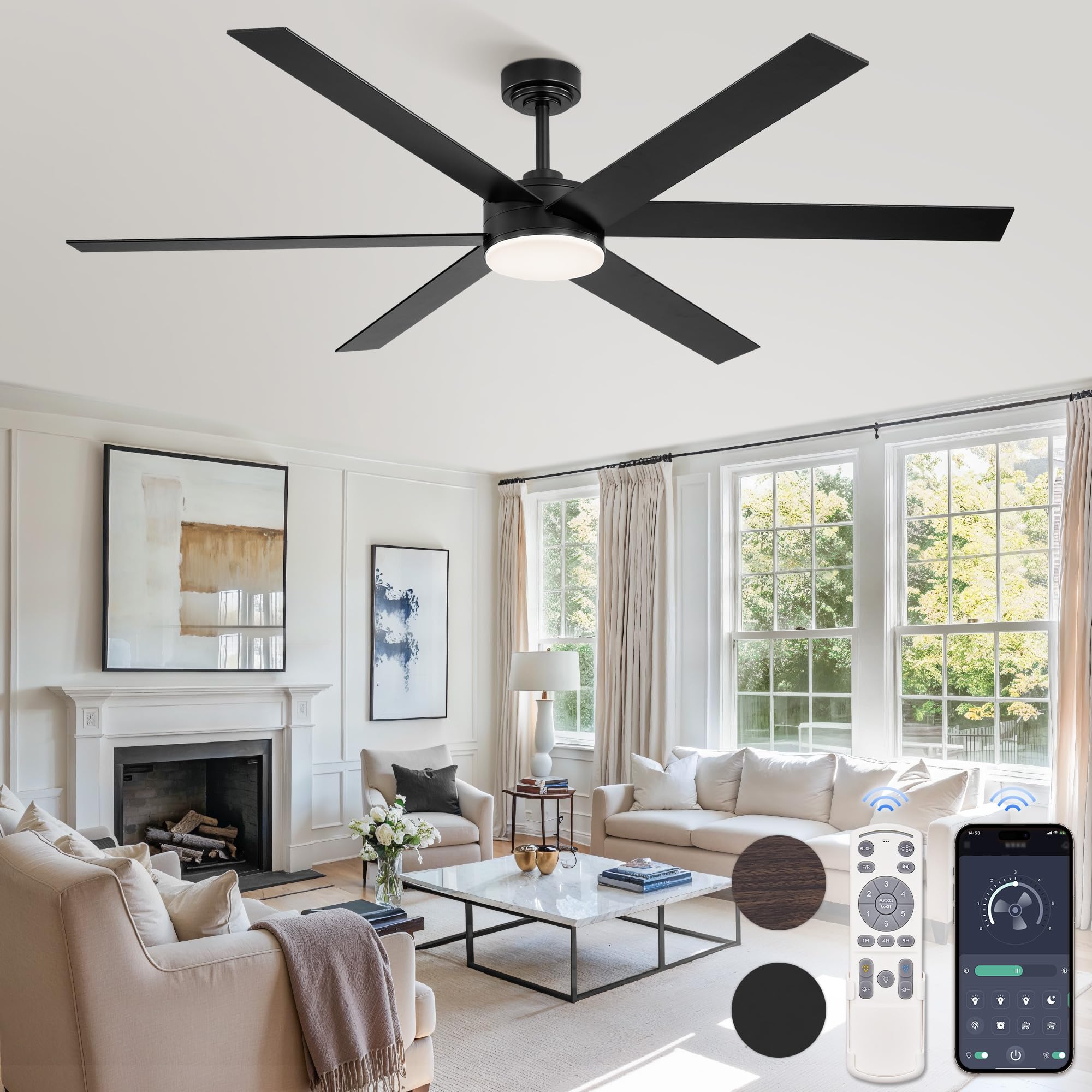 Installed Fanbulous 66-inch ceiling fan with light