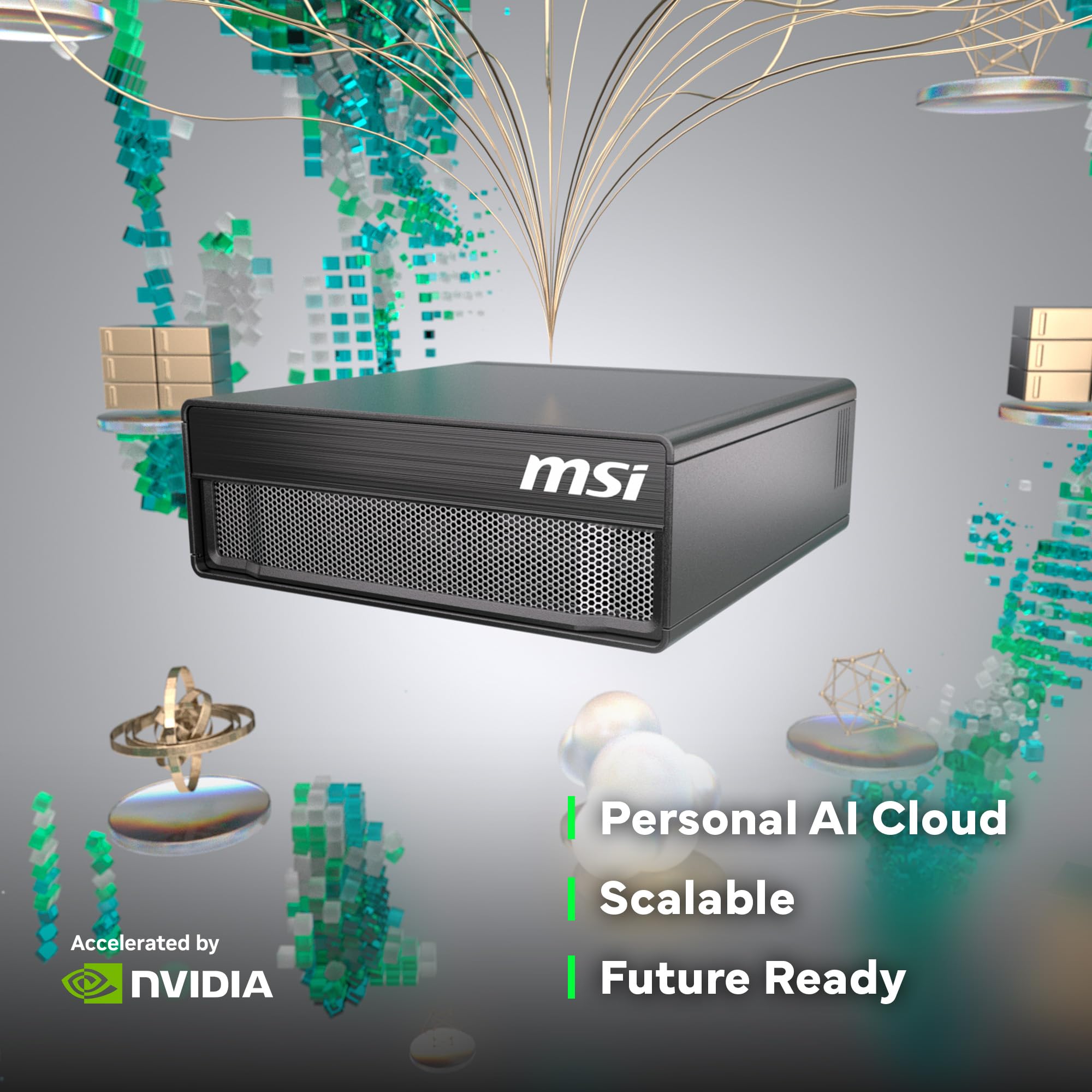 msi EdgeXpert AI basato su piattaforma NVIDIA® GB10 DGX™ Spark 20-Core ARM CPU, 128GB LPDDR5x, SSD 4TB NVMe, Tensor e RT Cores di 5ª Gen, WiFi 7, Bluetooth 5.4, HDMI 2.1, USB-C