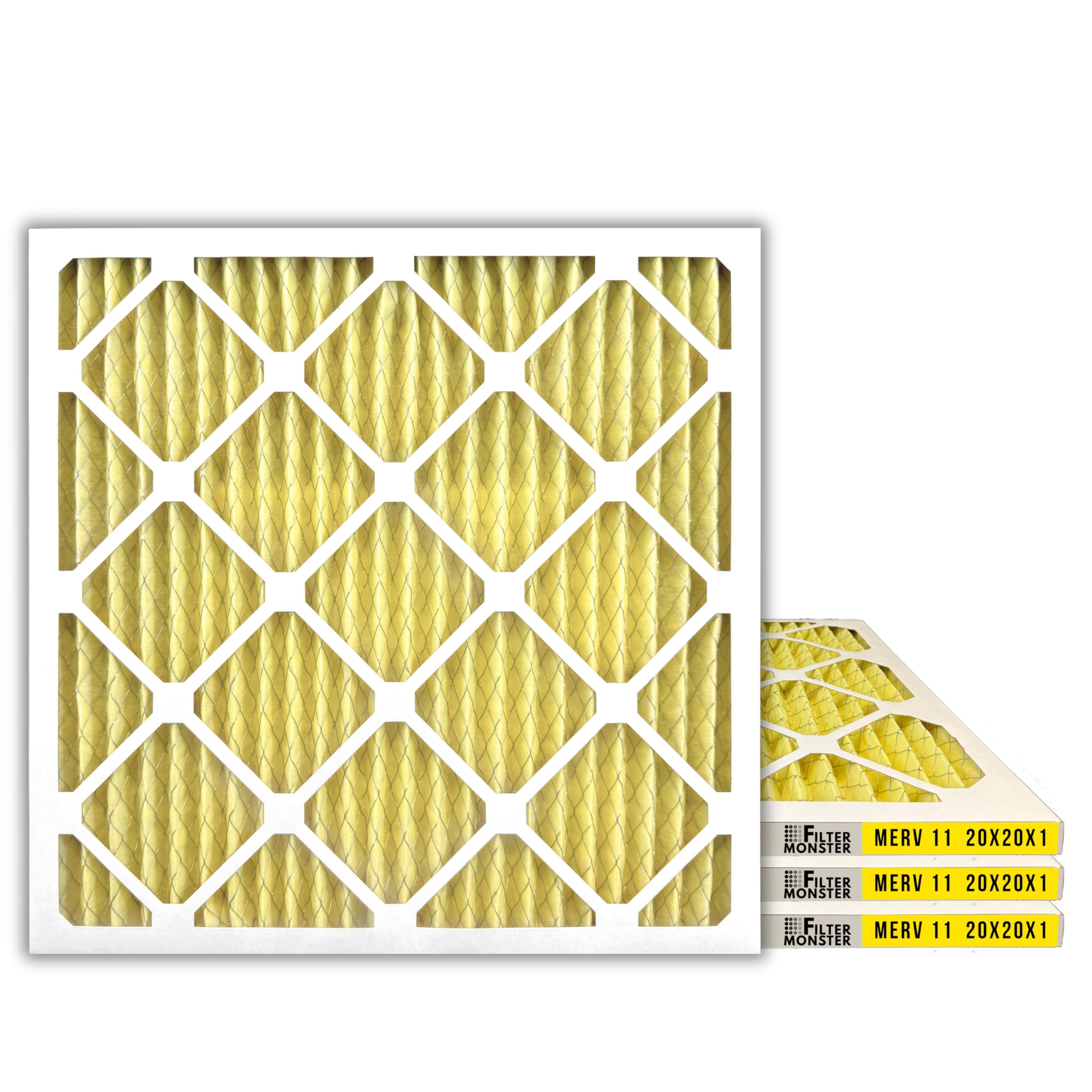 Filter-Monster 20x20x1 MERV 11 Pleated HVAC Air Conditioner Furnace Replacement Air Filter, 4 Pack (Actual Filter Dimensions 19.5 x 19.5 x .75 inches)
