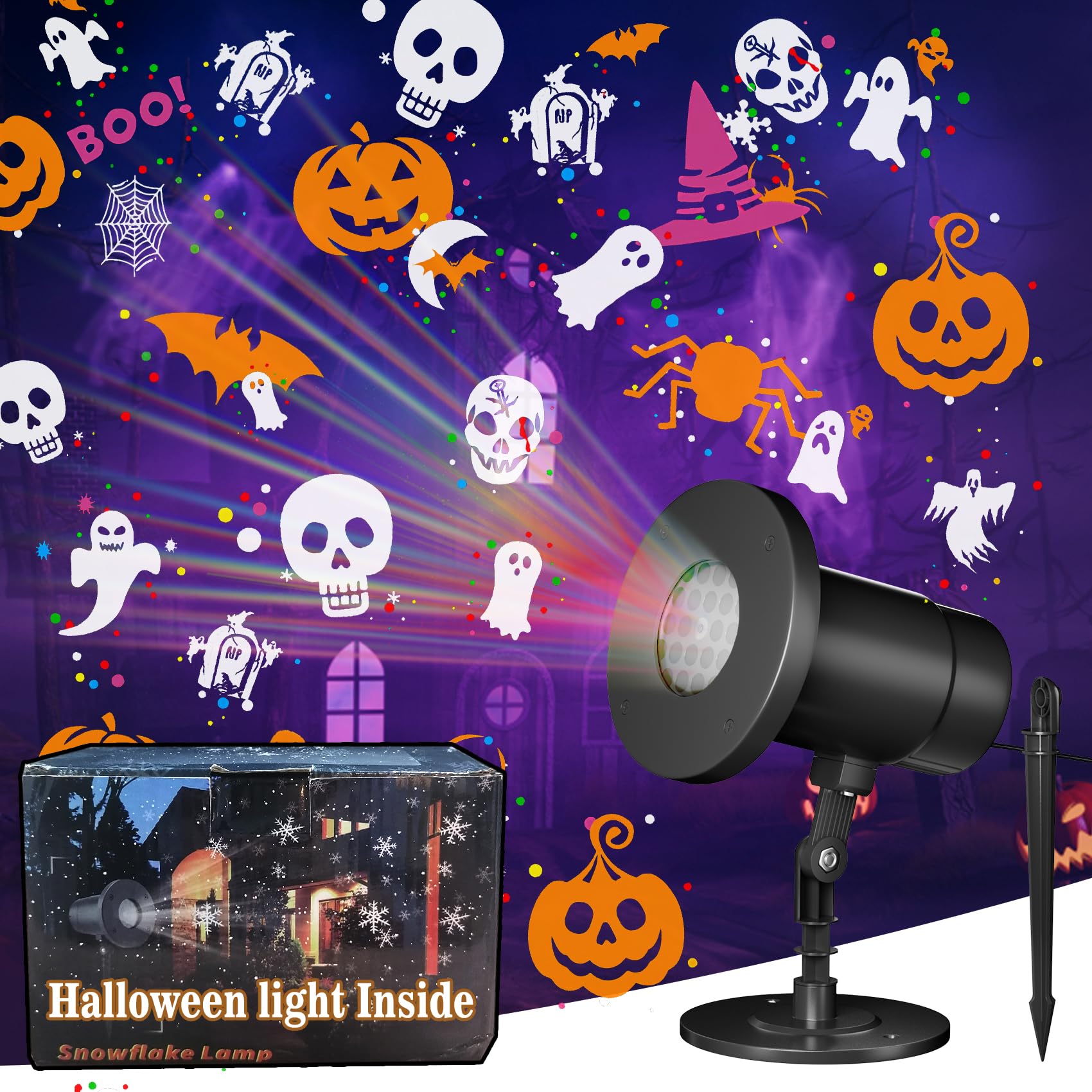 Snapklik.com : Outdoor LED Window Projector - 18 Halloween Patterns