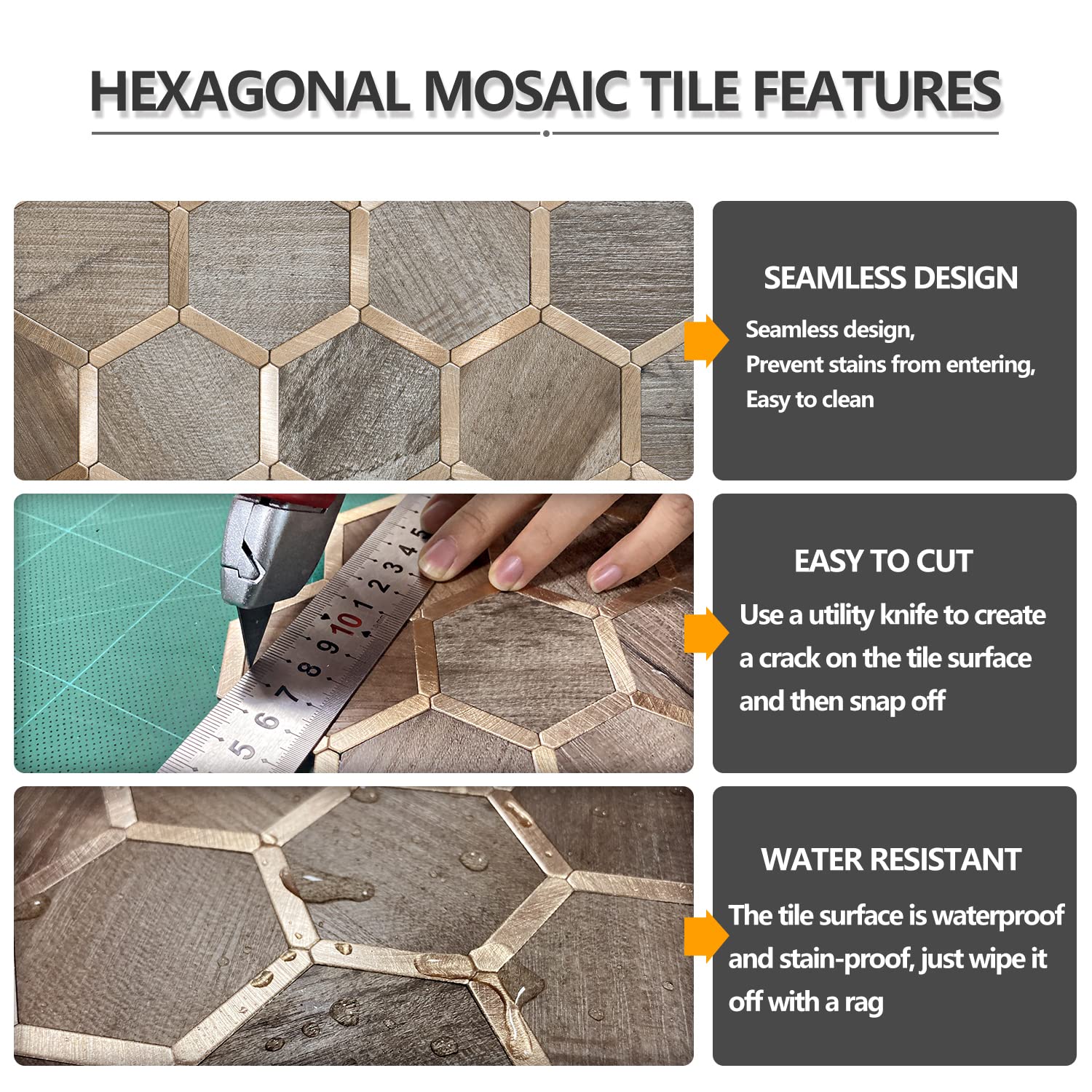 STICKGOO Hexagon Peel and Stick Backsplash Tile, Stick on Backsplash