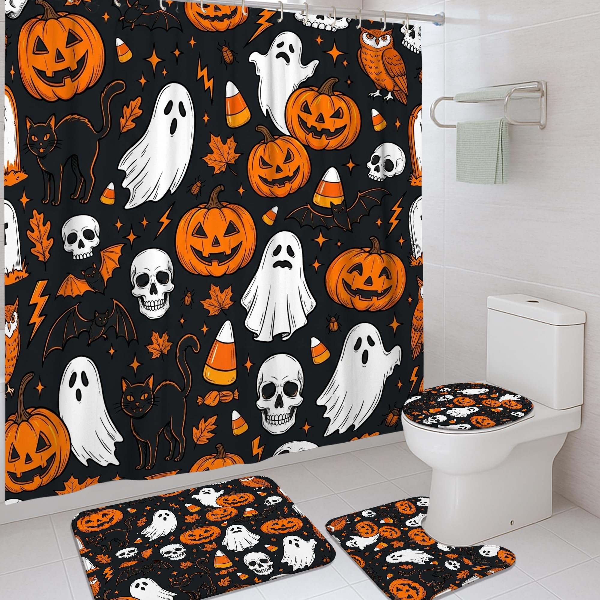 Rideau de douche Halloween 183x183 cm pour métamorphoser votre salle de bain