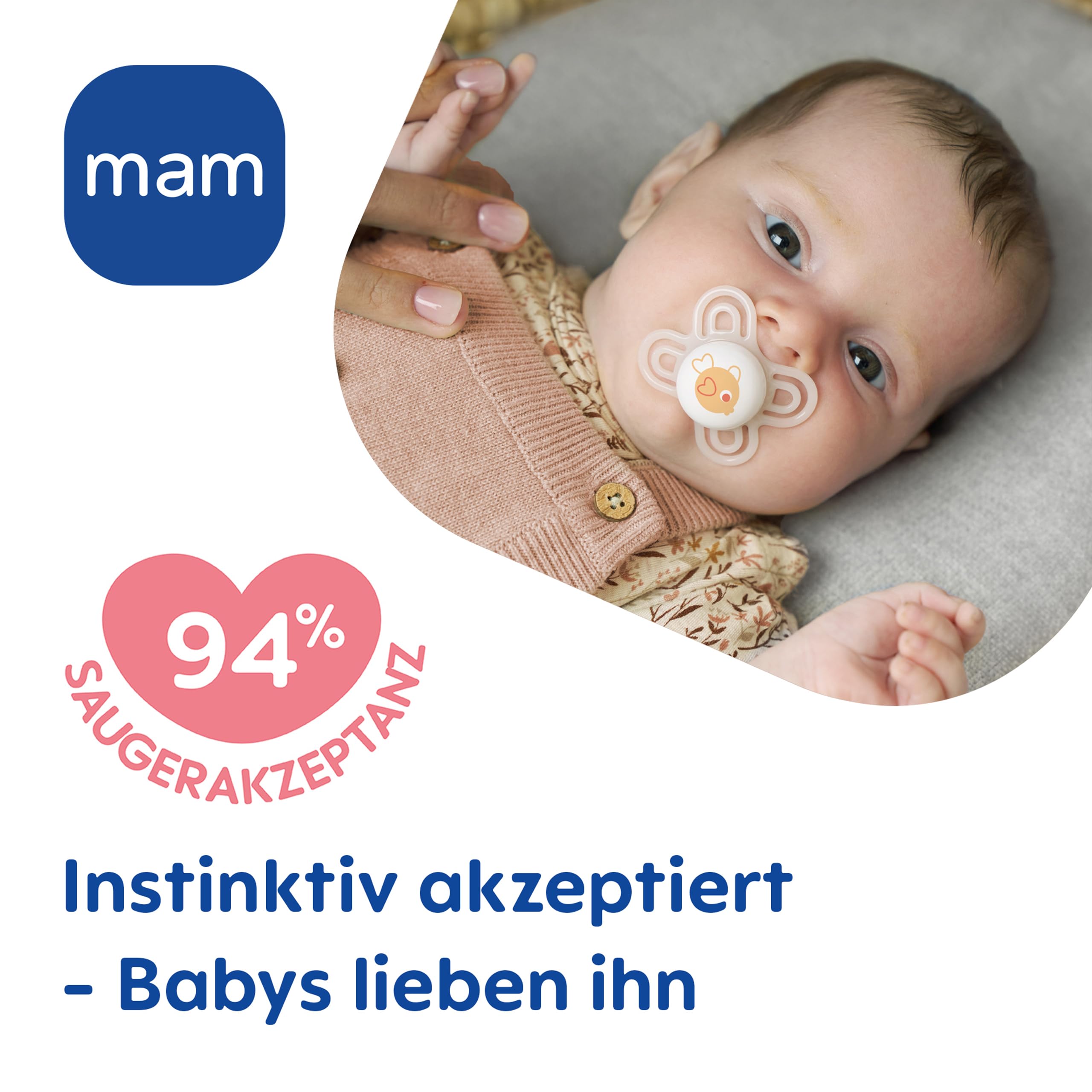 MAM Perfect Start Schnuller | 0-2 Monate | Schnuller für Neugeborene | 94% Akzeptanz | Babyschnuller beugt Zahnfehlstellungen vor | mit Zahnmedizinern entwickelt | SkinSoft Silikon | Hase | 2 Stück - 4