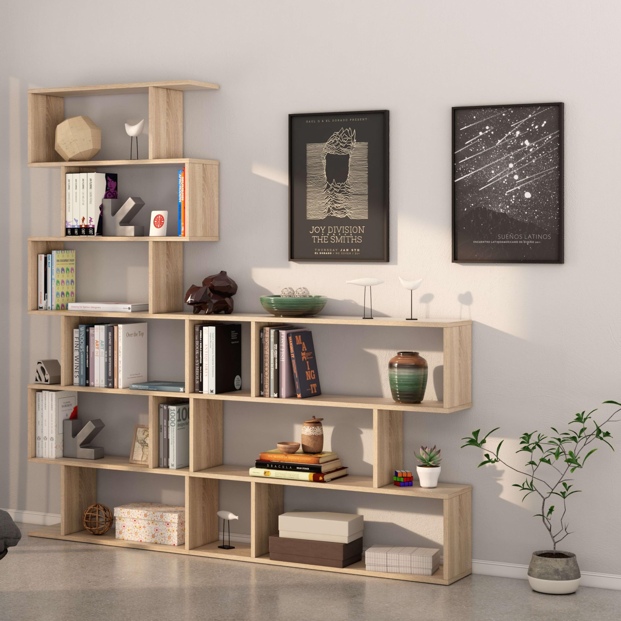 Habitdesign Estantería alta Athena en Roble Canadian 192x80x24 cm