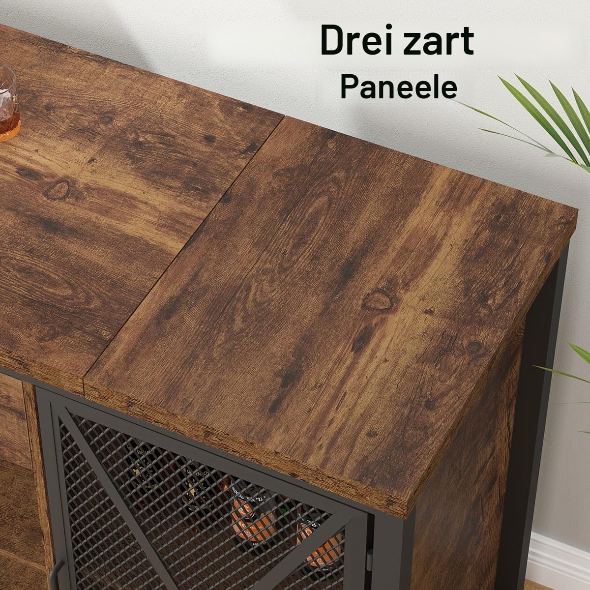 LVB Weinbarschrank mit Kühlschrank Platz Rustikaler Langer Barschränke mit Schubladen Stauraum Landhaus Holz Metall Wein Schrank Mit Regal Sideboard Büfett Für Küche Esszimmer Rustikales Braun 180cm