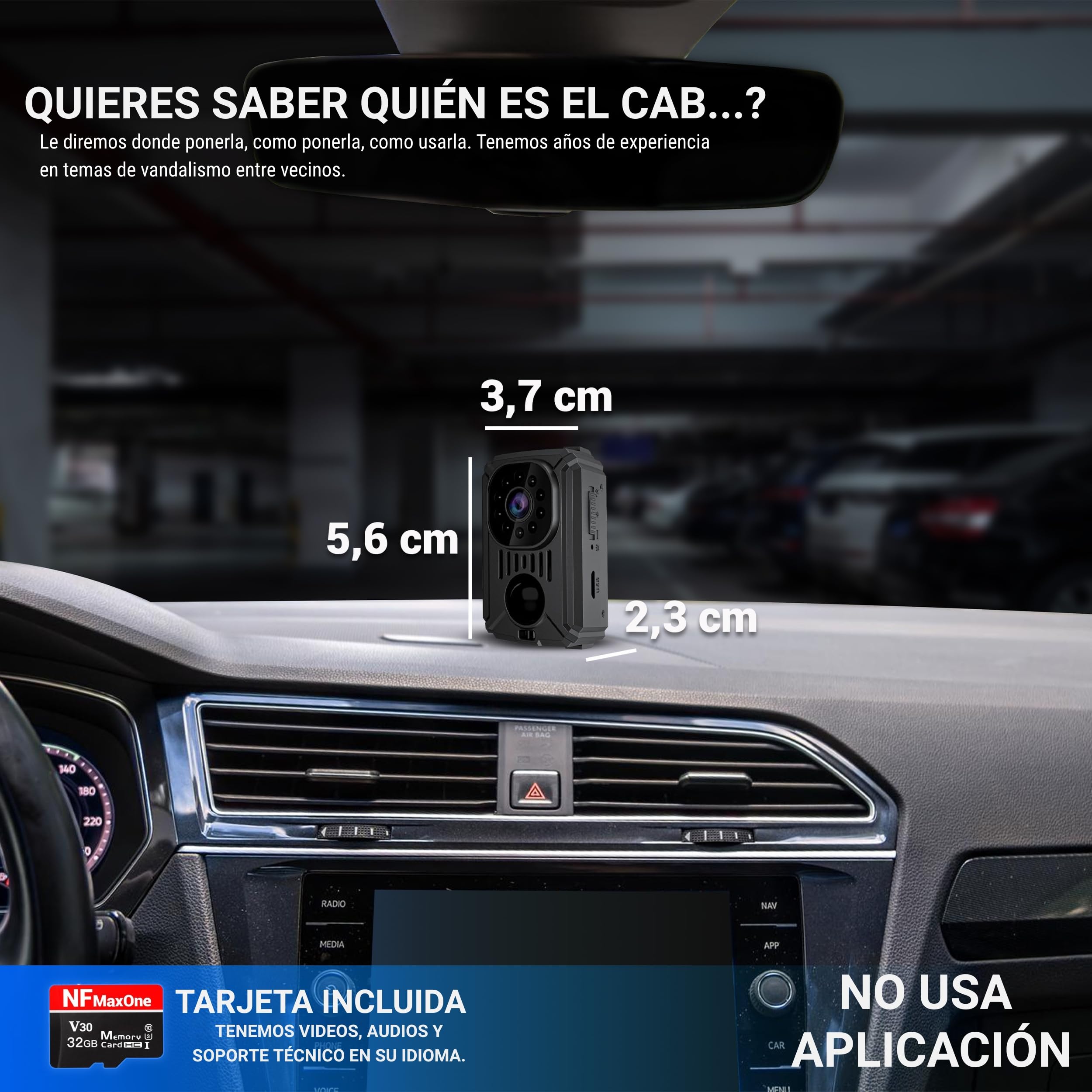 Mini Cámara Espía Oculta, Videovigilancia sin Internet, Camara Vigilancia Sin WiFi con Visión Nocturna y Detección de Movimiento para Coche, 11 Horas de Batería, Spy CAM sin WiFi