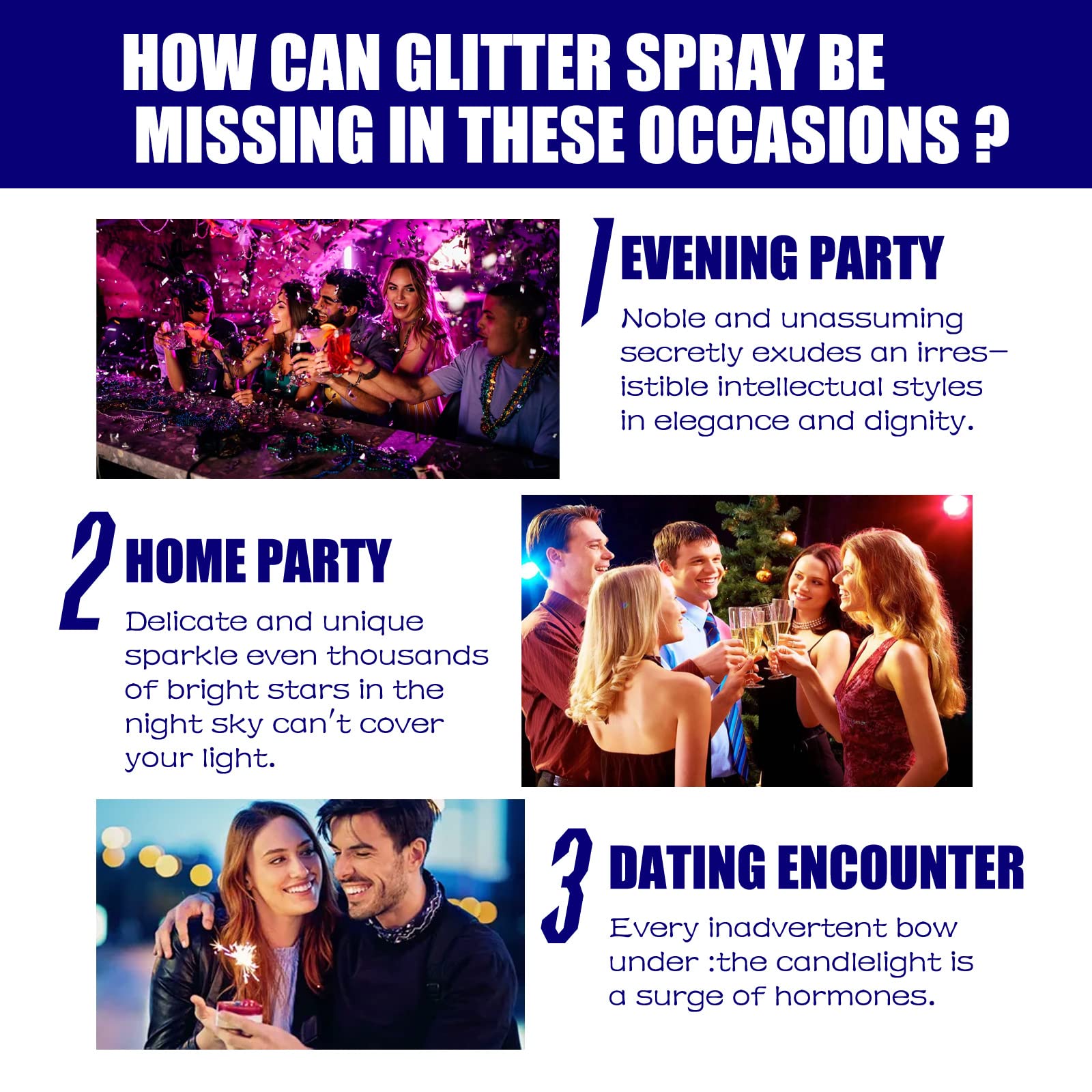 Spray glitterato per capelli e corpo, spray glitterato per corpo e capelli - spray scintillante tutto in uno per feste, kit atomizzatore glitterato per festival con glitter argento (8 bottiglie)