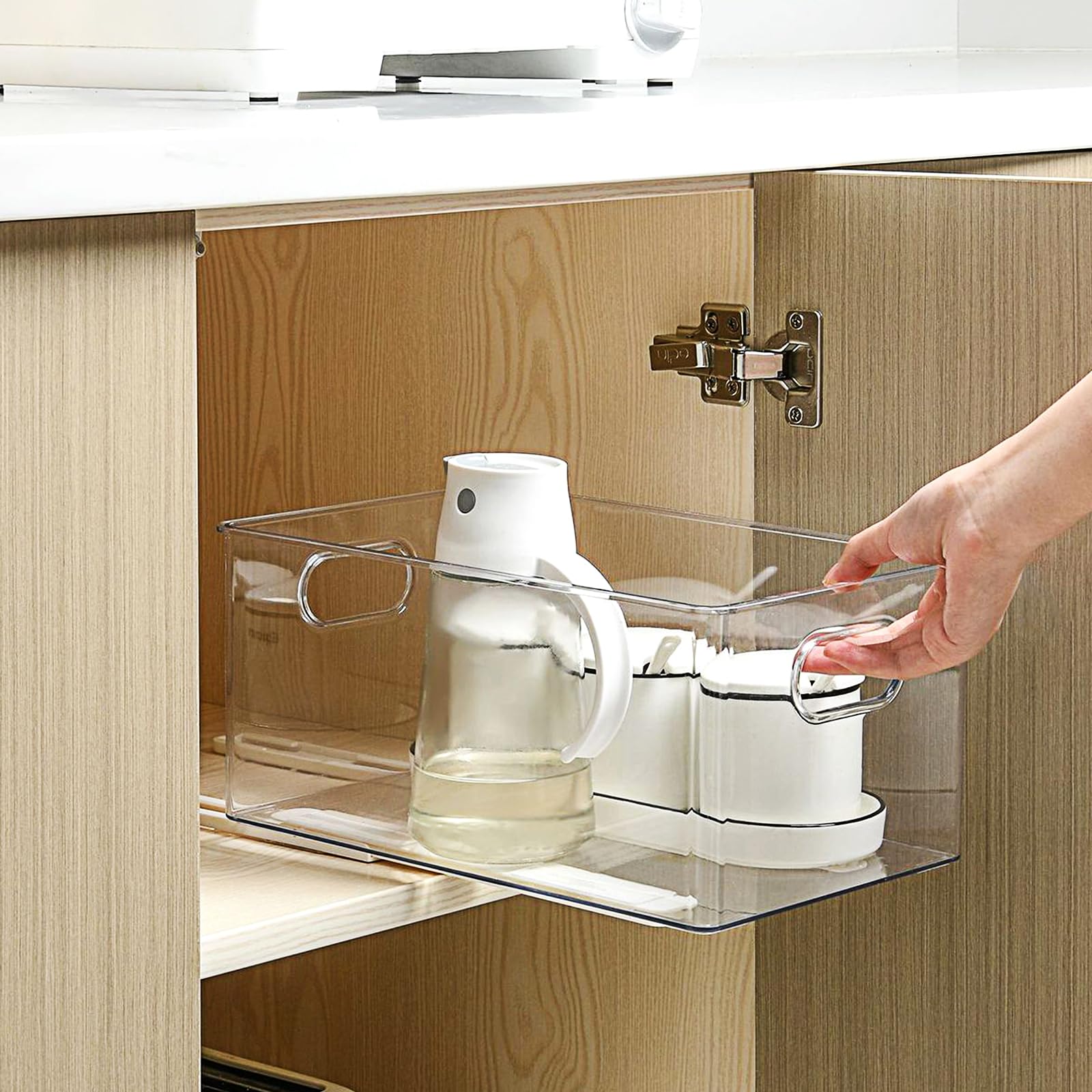 Self Adhesive Drawer Slides Bottom Mount, 4Pcs Pull Out Rail Full Extension Slides Adhesive Sliders Slide Rails for Drawers Cabinet Basket Shelves Storage Bins