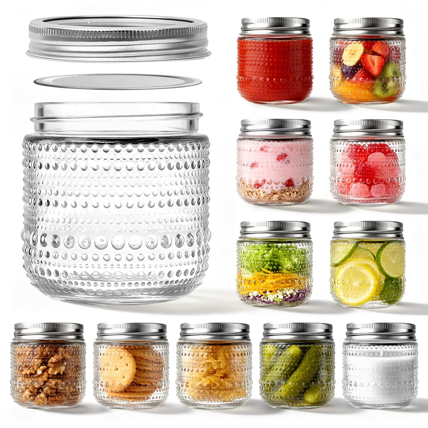 FULGNU 8 oz Mason Jars With Lids, 12 Packs
