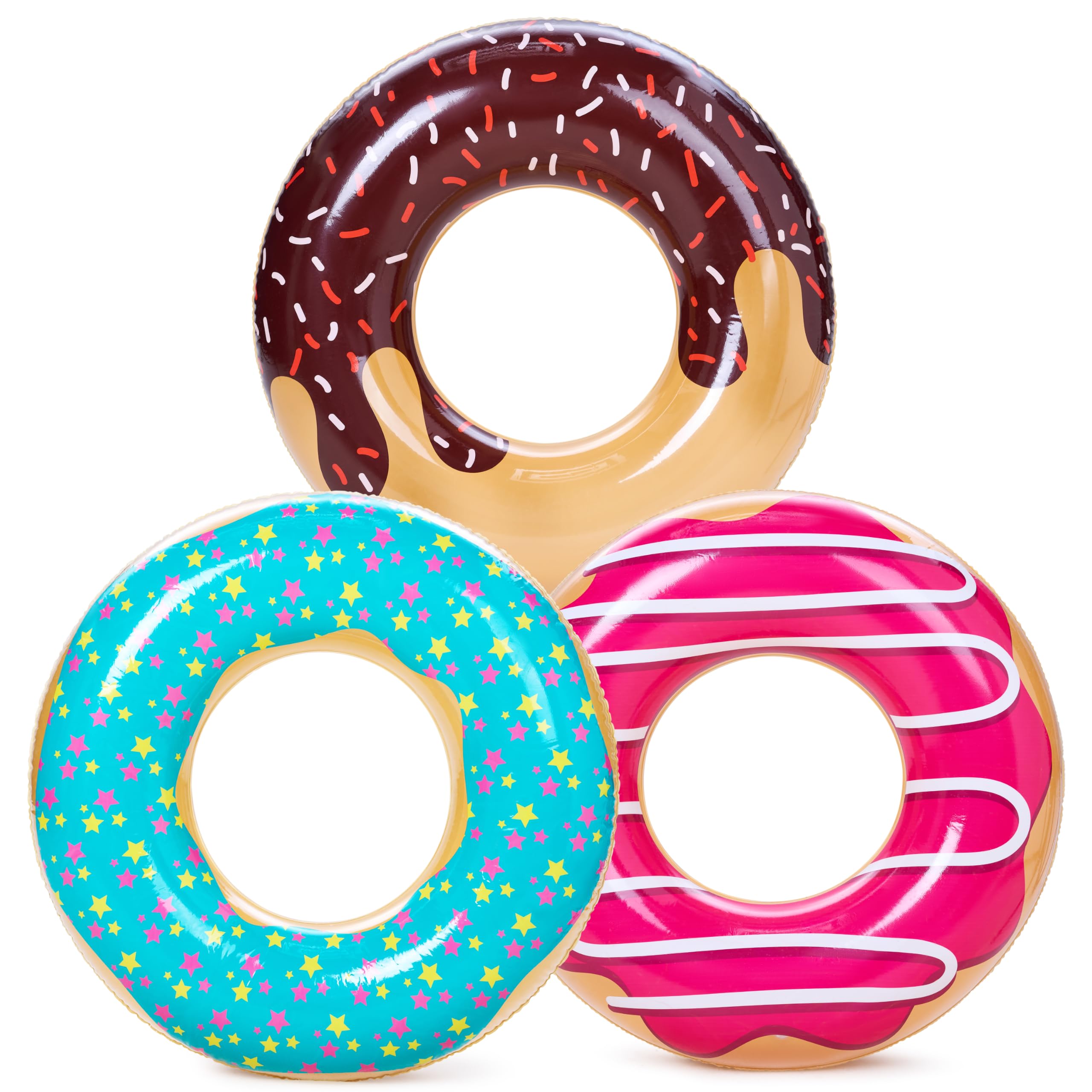 JOYIN Tubi gonfiabili per piscina con glitter 32.5" /82.5cm (confezione da 3), giocattoli galleggianti per piscine e feste