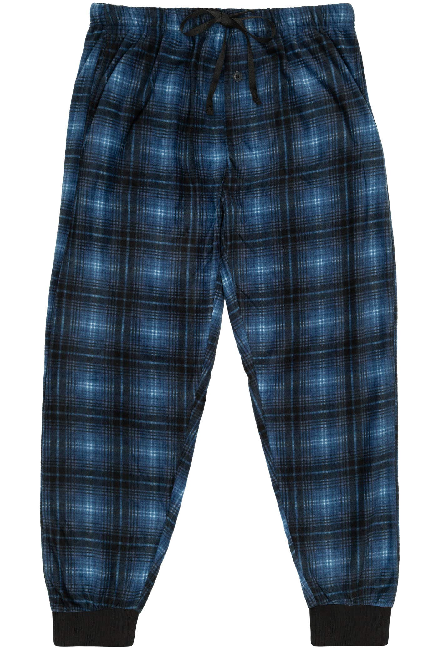 North 15Mens Buffalo Plaid Pajama Pants, Super Soft Mens Fleece Pj Pants with Bottom Rib