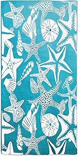 onetoze Telo Mare Stella Marina Conchiglia Asciugamano Mare Assorbimento dell'acqua Ideale Regalo per Piscina Spiaggia Viaggio Vacanze come Telo Bagno Campeggio da Picnic 90x180cm, Turchese Bianco
