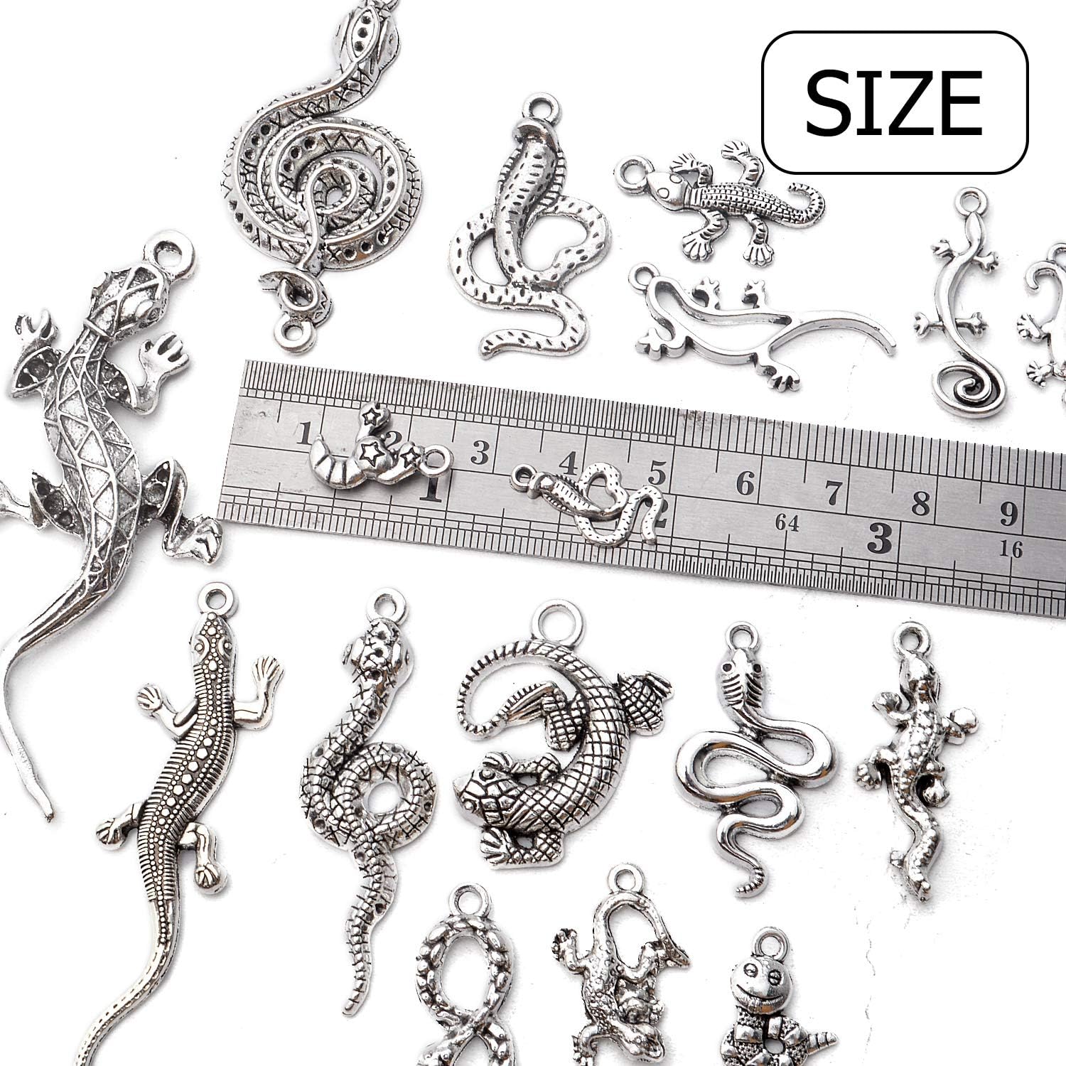 100g Craft Supplies Antique Silver Snake & Lizard Charms Alloy Mixed Style Animal Charms for Bracelet & Necklace Jewelry Making Accessories - Image 4