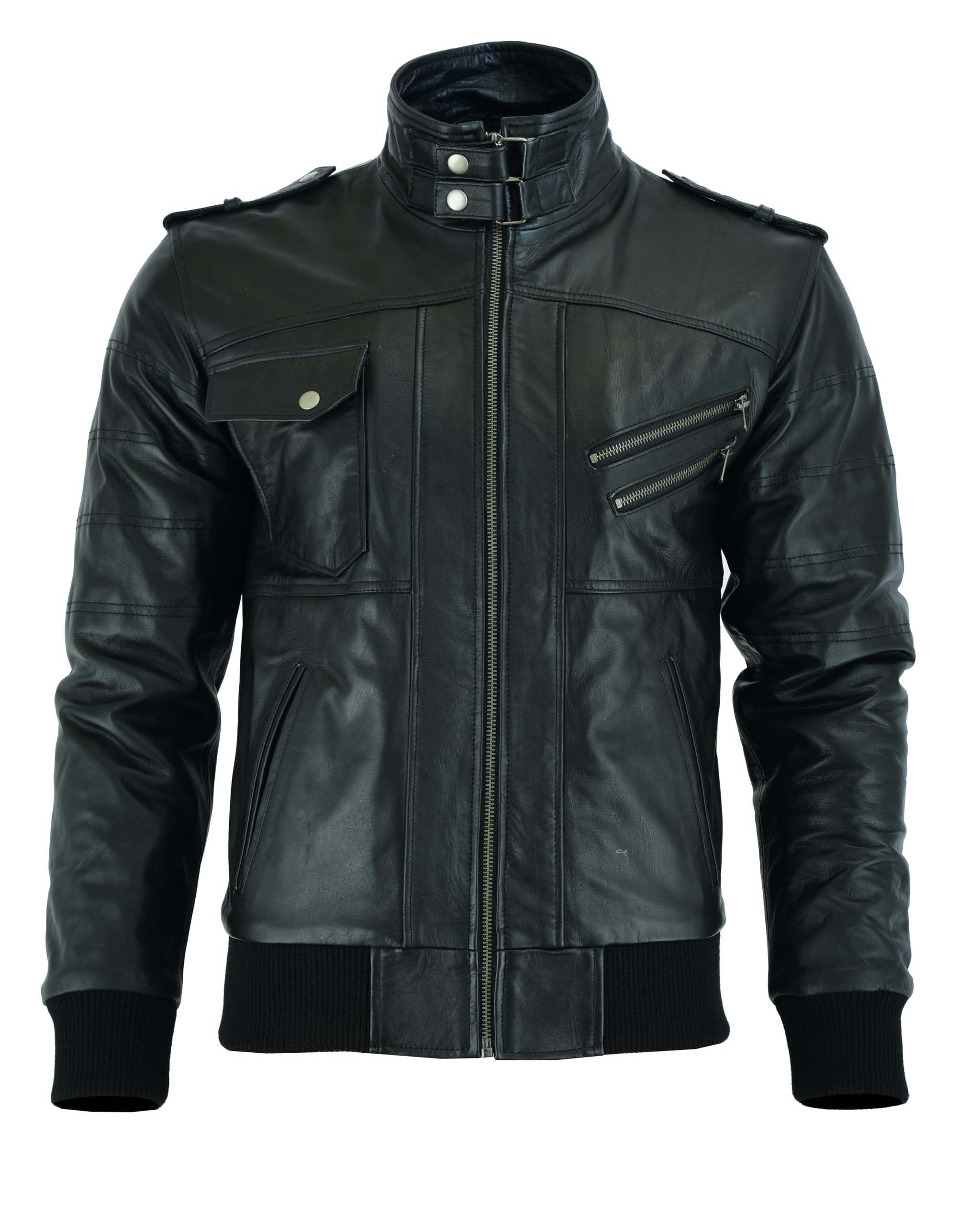 Vance Herren Echt Lederjacke aus 100% Rindsleder Abnehmbarer Hoodie