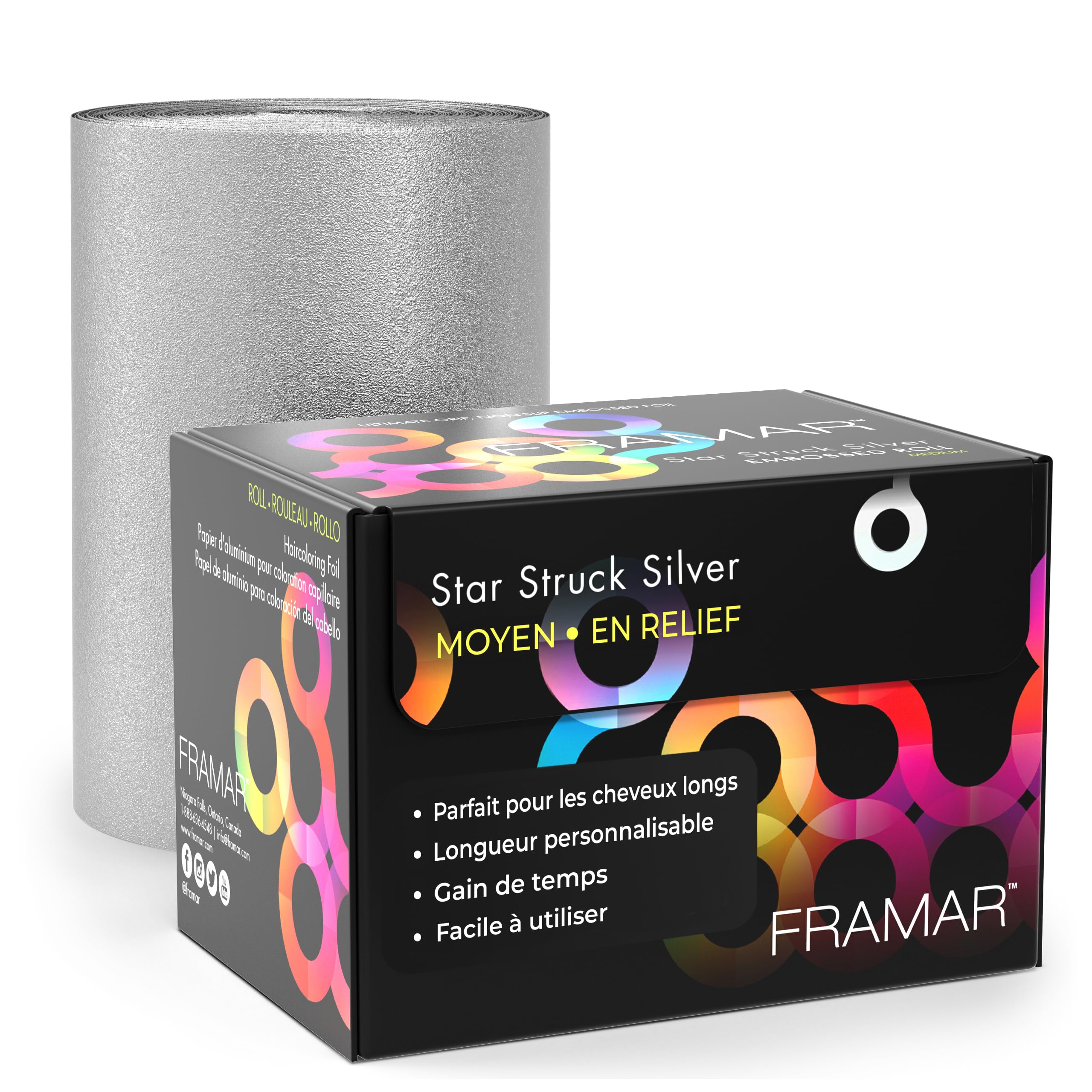FRAMAR Papier Aluminium Coiffure – Argent Papier Alu Professionnel, Meches Coiffure, Rouleau Aluminium, Materiel Coiffure Professionnel - 97,5 mètres