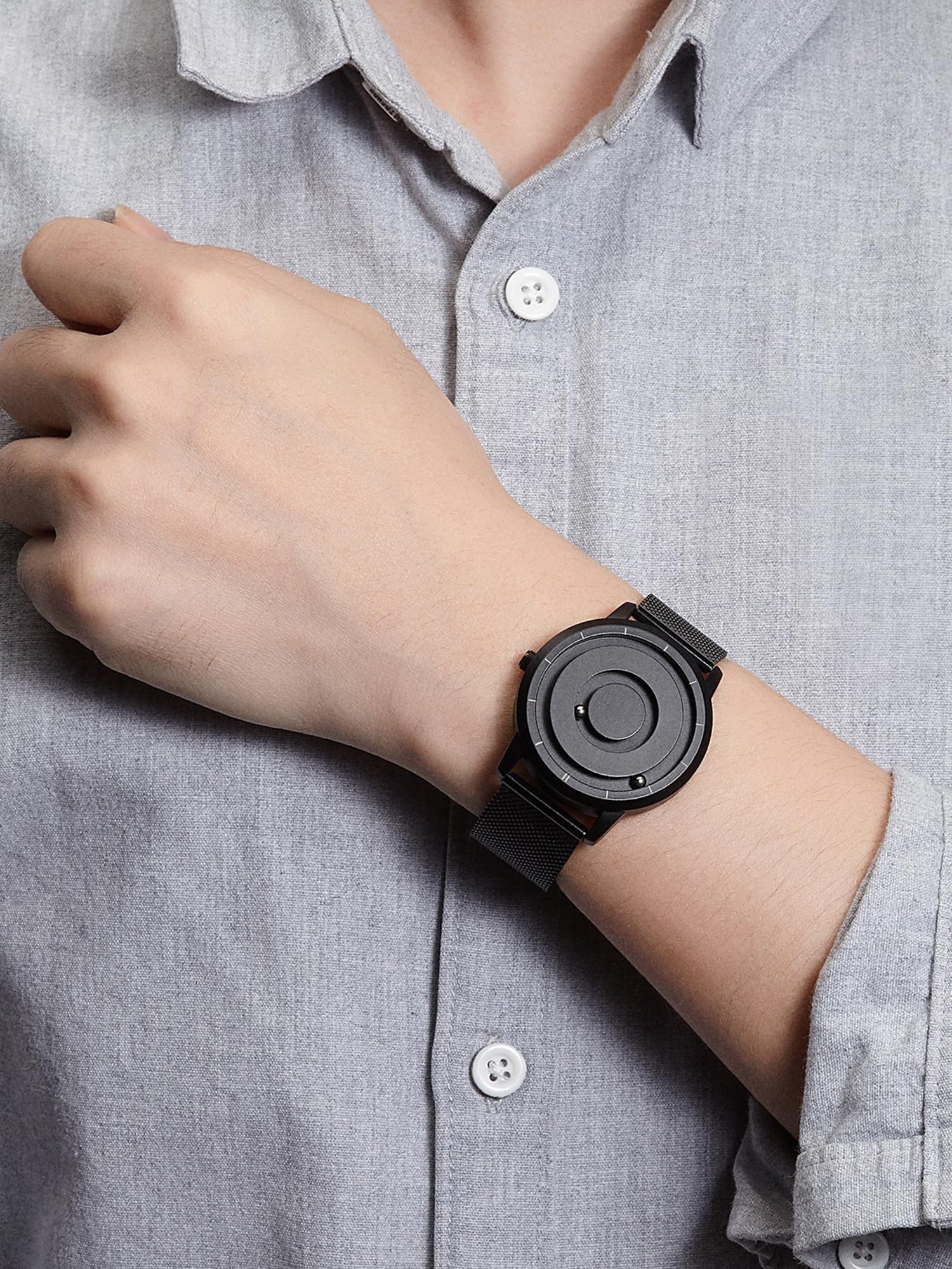 EUTOUR Magnetic Bead Analog Watch - Stainless Steel Strap and Unique Pointer Design, Unisex Watches, Super Strong Magnetic Drive Men's Watch