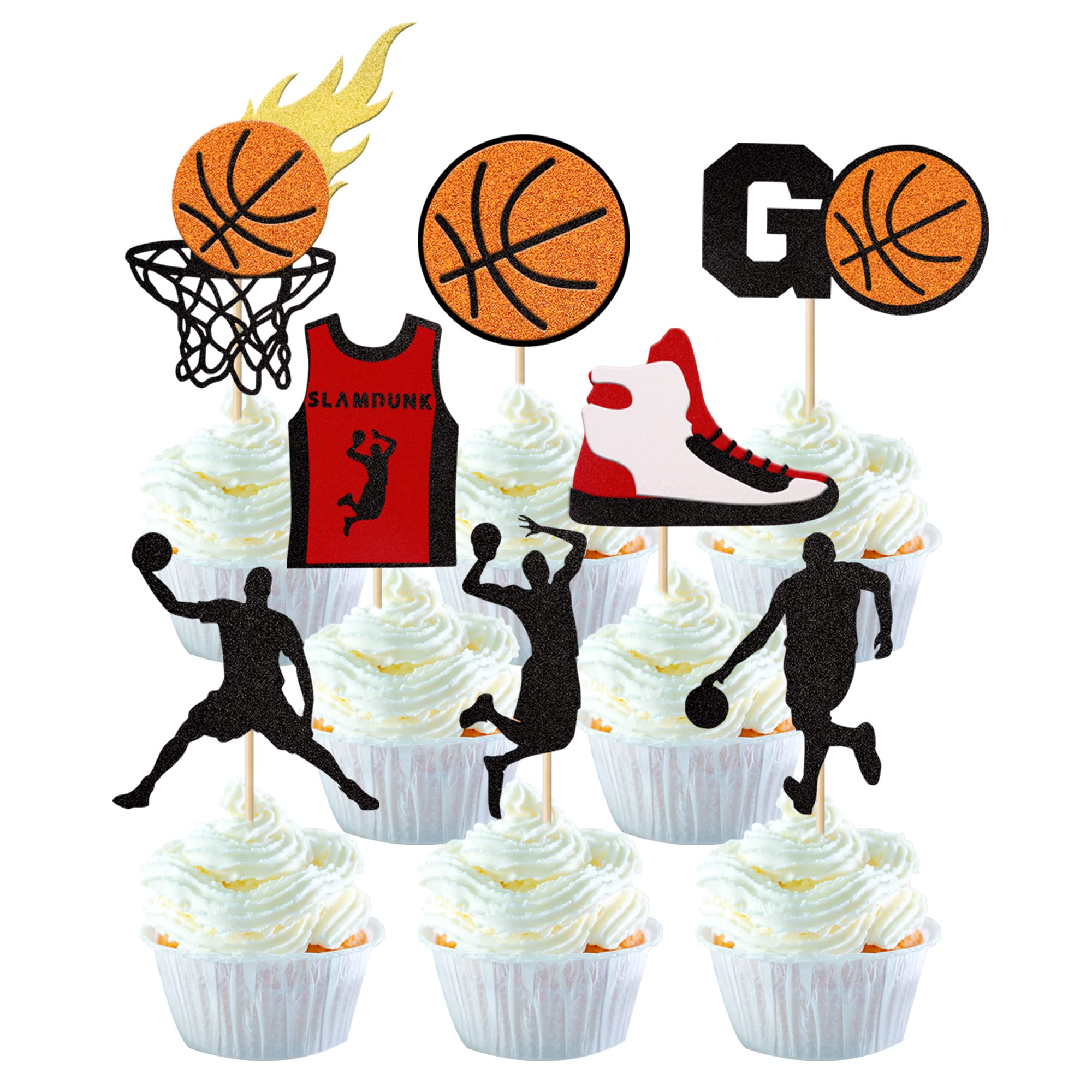 Buy SYKYCTCY 24 Pack Basketball Cupcake Toppers Basketball Player Slam