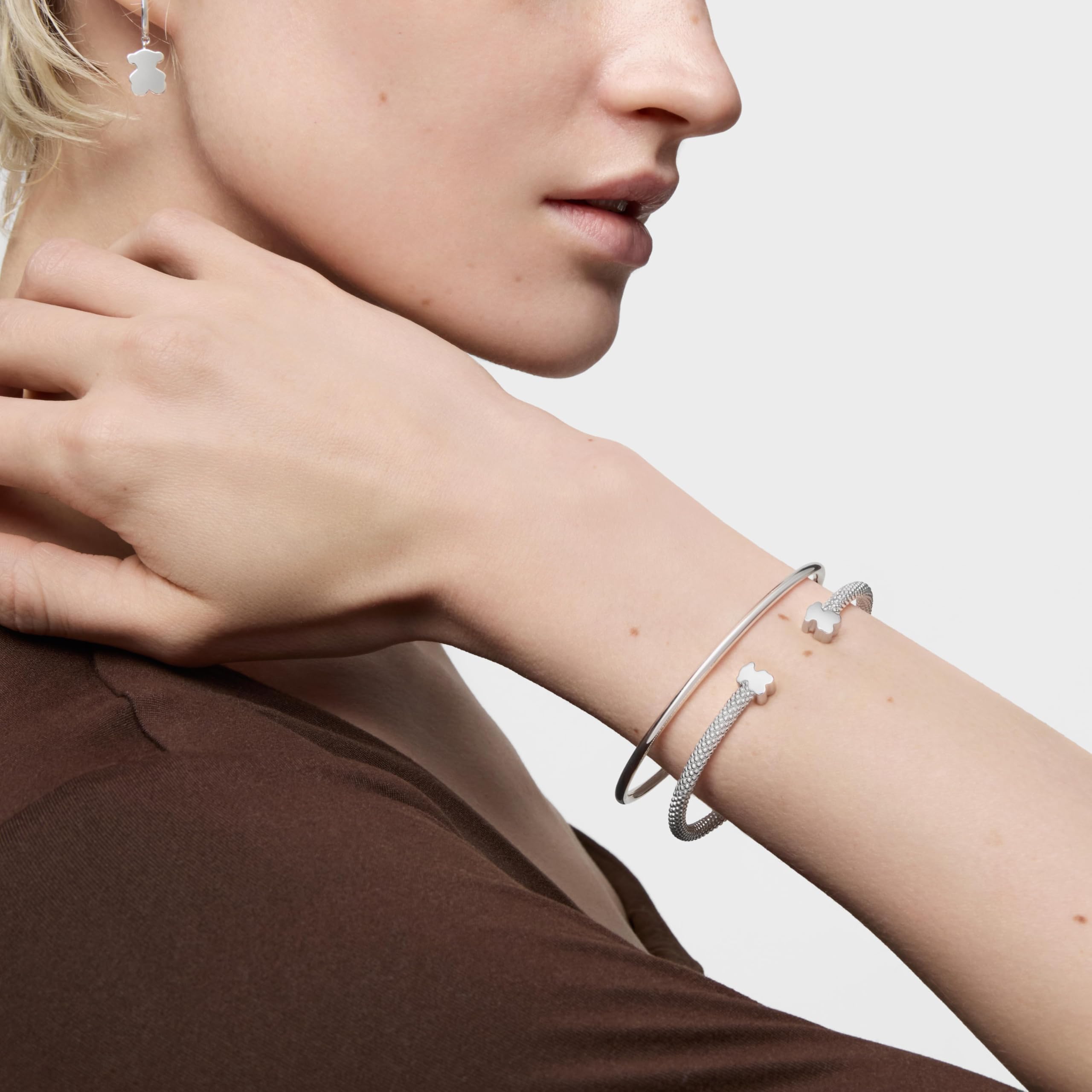 TOUS Pulsera esclava de plata motivos oso 7 mm, Para Mujer, Colección Icon Mesh