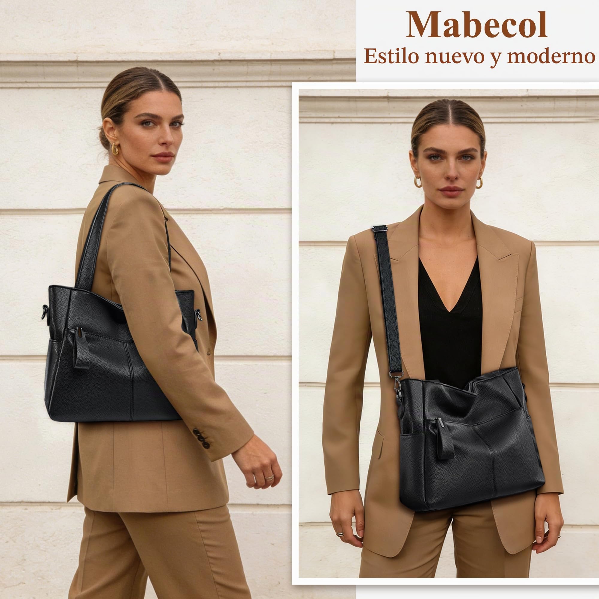 Bolso Mujer Mano Hombro Bandolera Mediano PU Shopper Tote