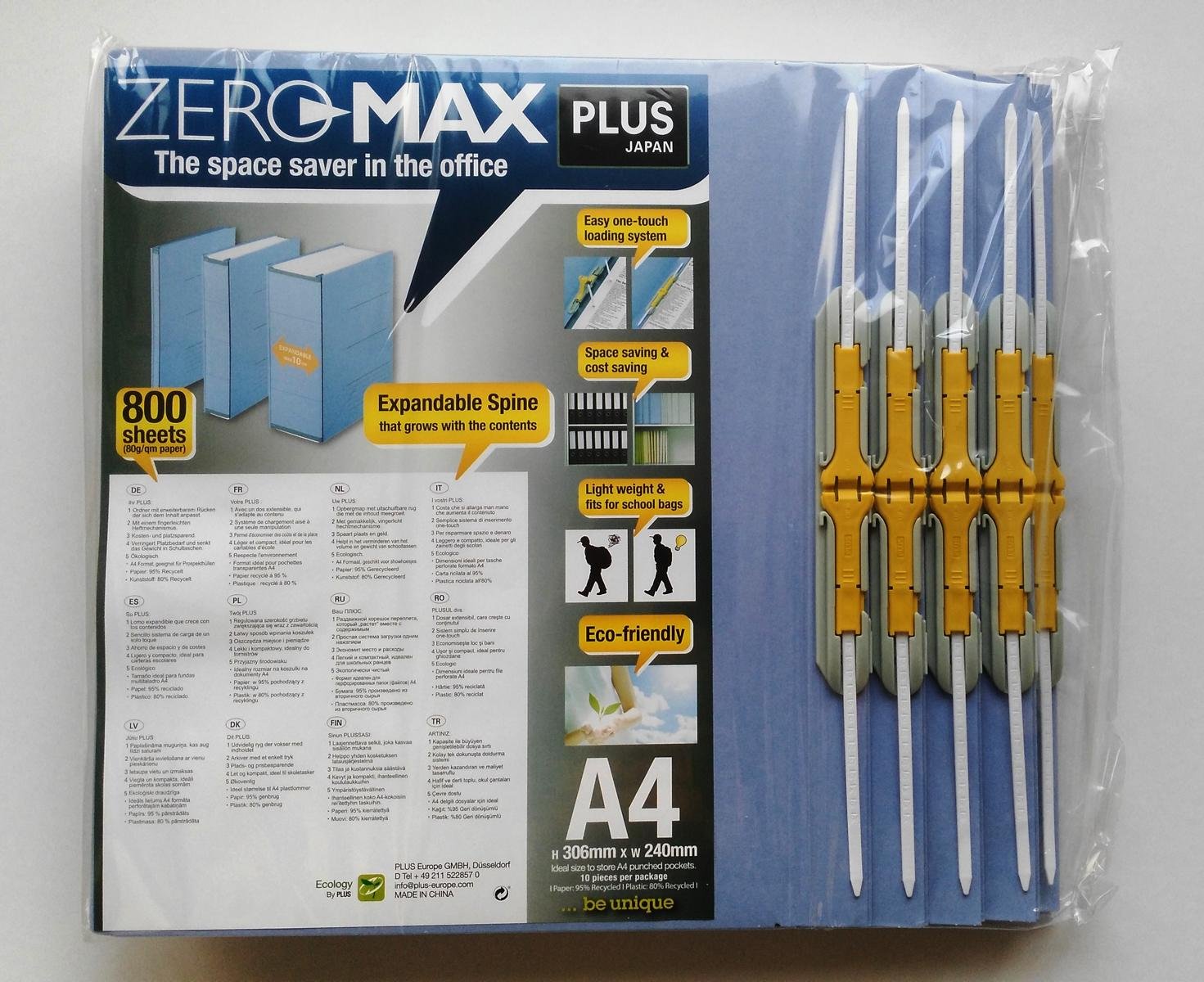 Plus Japan FL-021SSW-BL Zero Max Expandable File - Blue (Pack of 10)