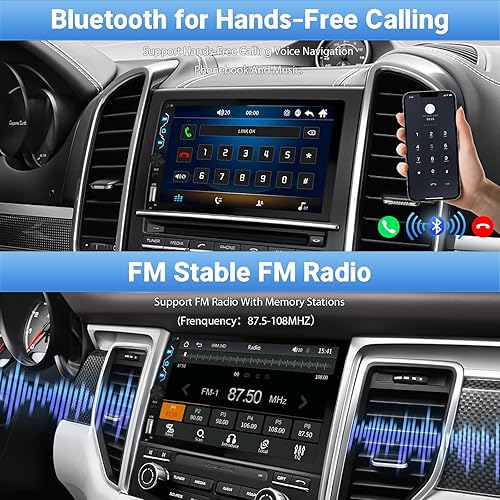 Miniatura 5 de Estéreo de coche de doble DIN con cámara de salpicadero, compatible con Apple Carplay, Android Auto, radio de coche con pantalla táctil de 7