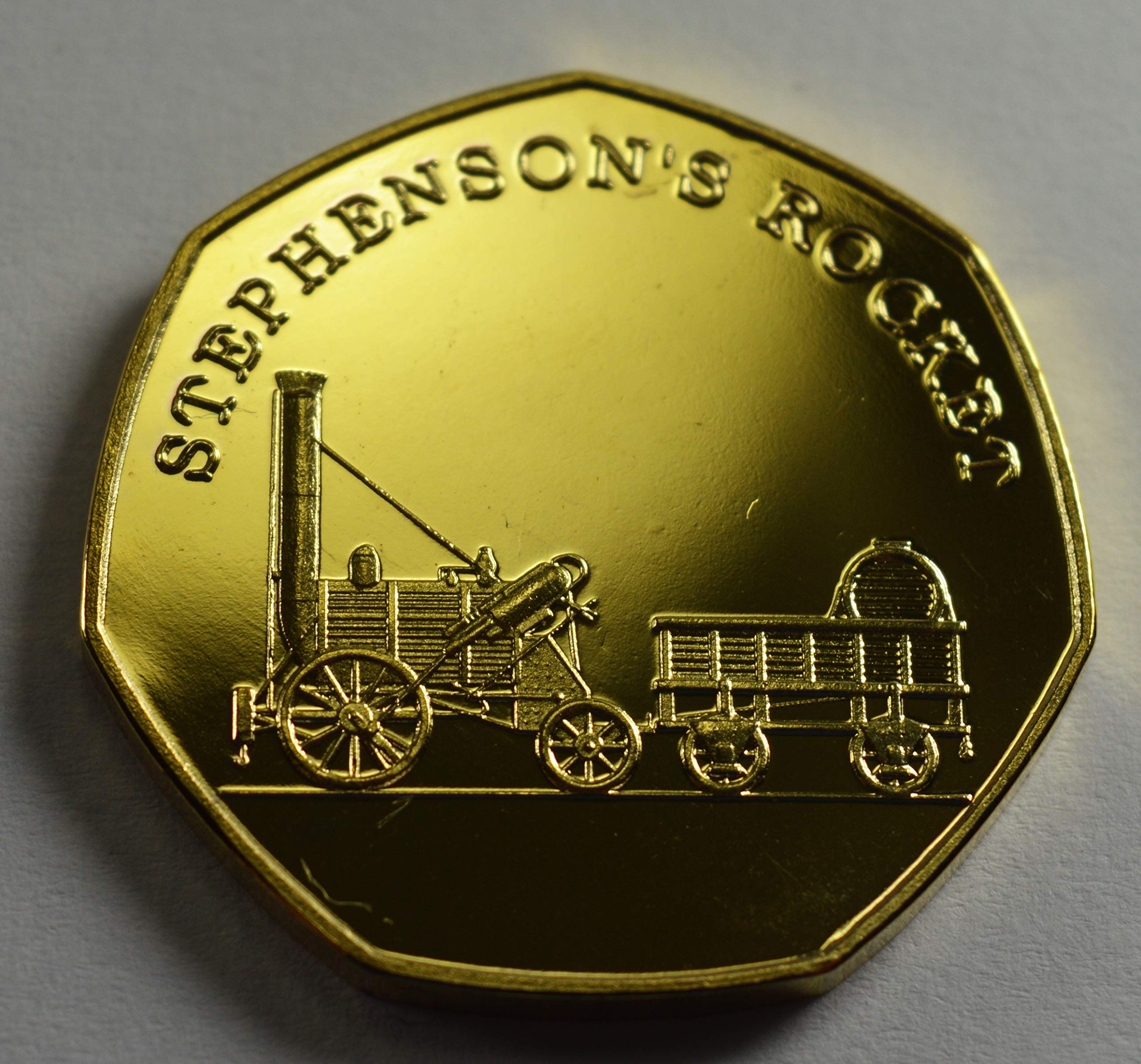 STEPHENSON'S ROCKET Steam Engine 24ct Gold Commemorative Coin Albums/50p Collectors, STEAM & STEEL SERIES Iconic Railway Locomotives