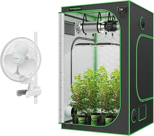 VIVOSUN S448 - Kit de ventilador con clip para tienda de cultivo AeroWave A6, 4 x 4, Mylar altamente reflectante para plantas hidropónicas de
