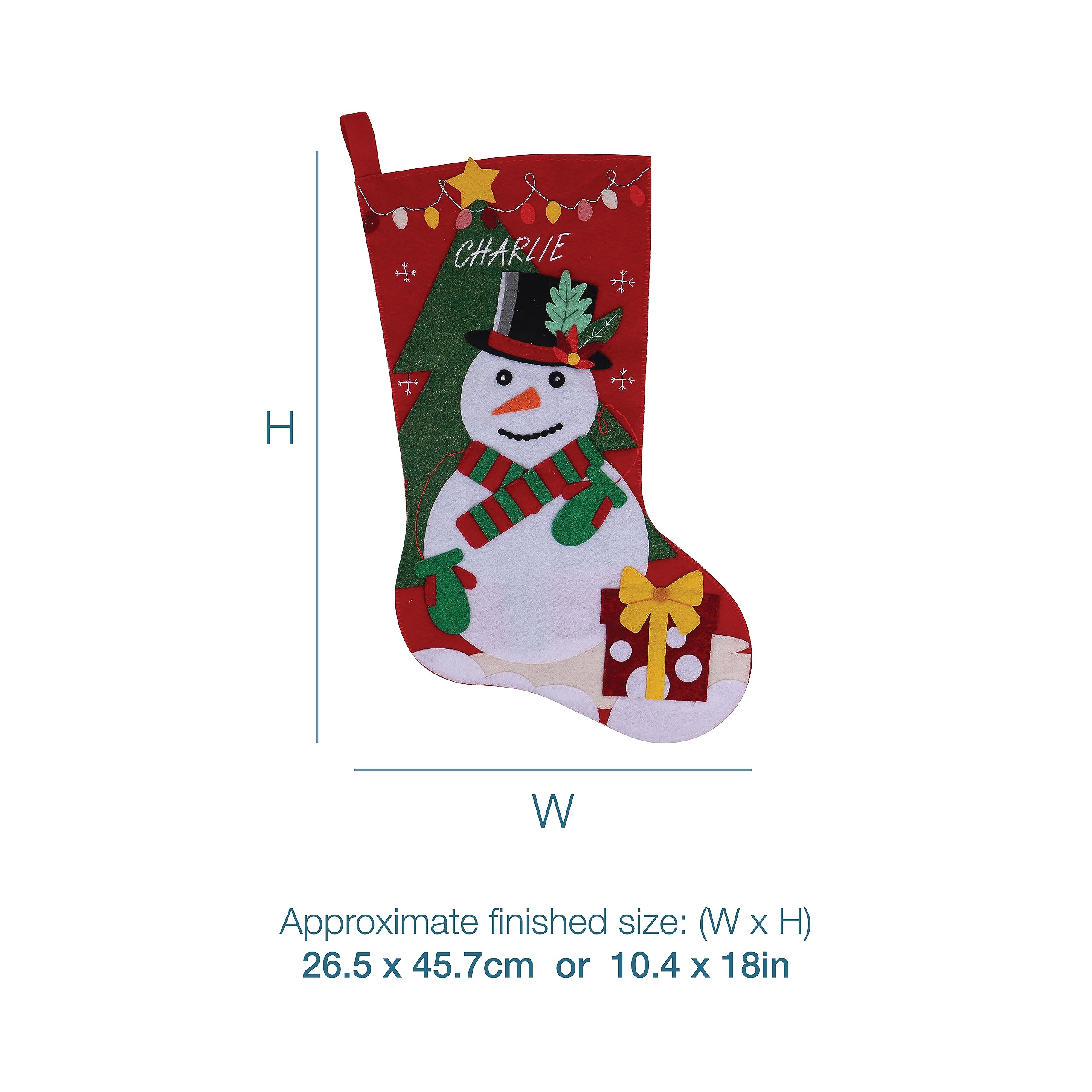 Trimits Personalised Felt Stocking Kit, Make Your Own, Pre Cut Pieces, Christmas Snowman, 26.5 x 45.7cm - Image 3