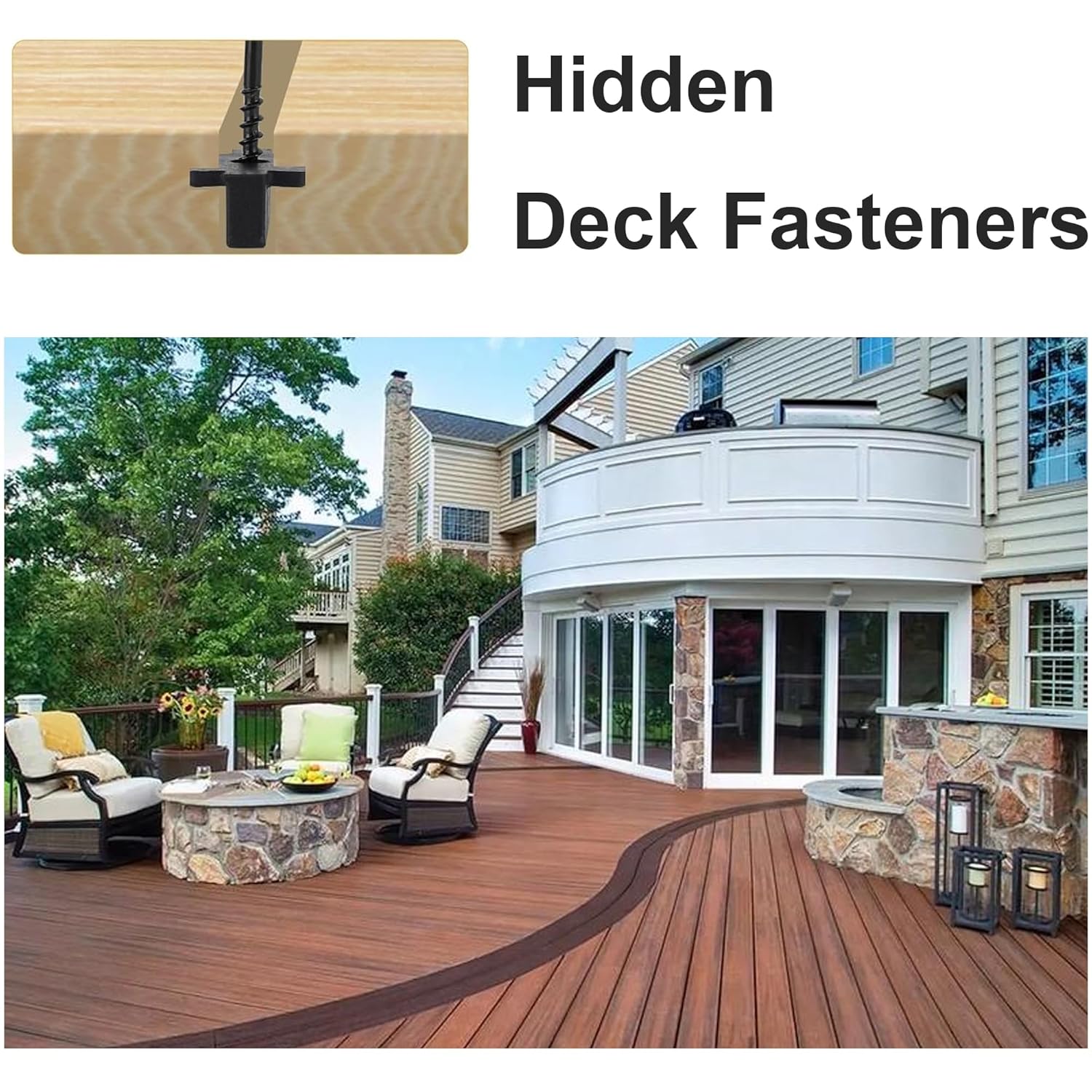 1250pcs Hidden Deck Fasteners for Decking Board,Composite Deck Clips Plastic Hidden Fastners with Metal Screws,Universal Nylon Clips for Composite Decking Cover 500 sq. ft of Deck (1250)